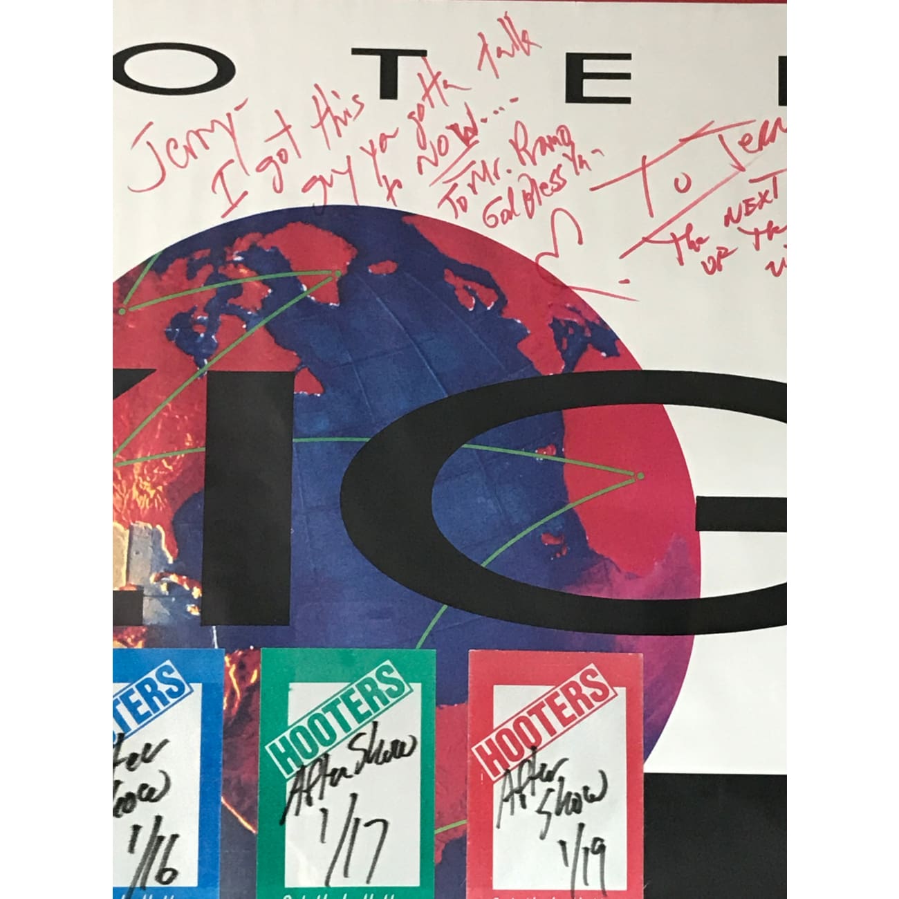 Hooters Signed Poster & VIP Pass Collage - Authentic Memorabilia for Sports Bars, Man Caves & Fan Collections