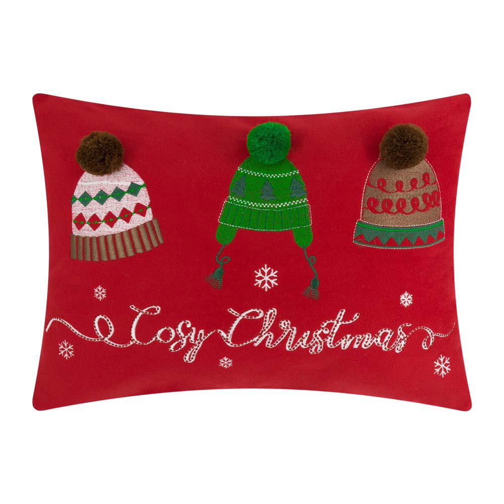 Christmas Throw Pillow Cover 14x20 Inch - Cozy Holiday Cushion Case for Sofa, Couch & Bed - Festive Xmas Home Decor in Red - Perfect for Living Room, Bedroom & Seasonal Gift Giving