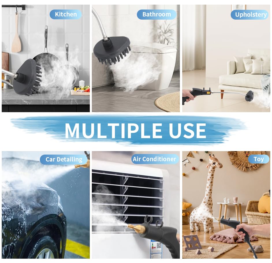 2500W High Pressure Handheld Steam Cleaner - 1500ML Portable Steamer for Home & Car Use | Deep Cleans Carpets, Upholstery, Tiles, Grout & Kitchen Surfaces | Ideal for Sanitizing, Stain Removal & Household Cleaning Tasks