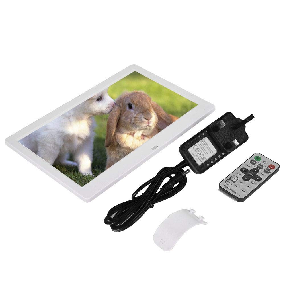 10 Inch HD Digital Photo Frame - 16:9 Wide Screen 1024x600 Resolution, Electronic Picture Frame with Remote Control, Supports Clock, Calendar, Video & Music - Perfect for Home, Office & Gifts (White)