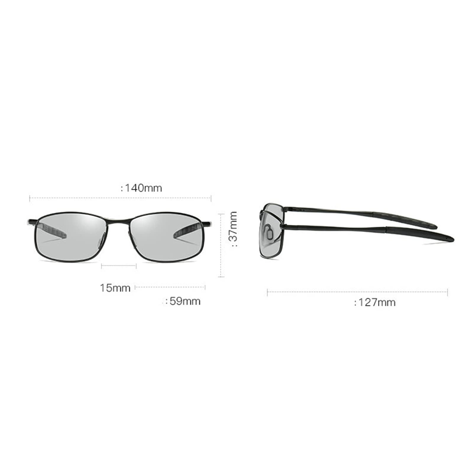 Progressive Multifocal Prescription Reading Glasses for Men & Women - Square Metal Frame Photochromic Gray Sunglasses for Indoor & Outdoor Use