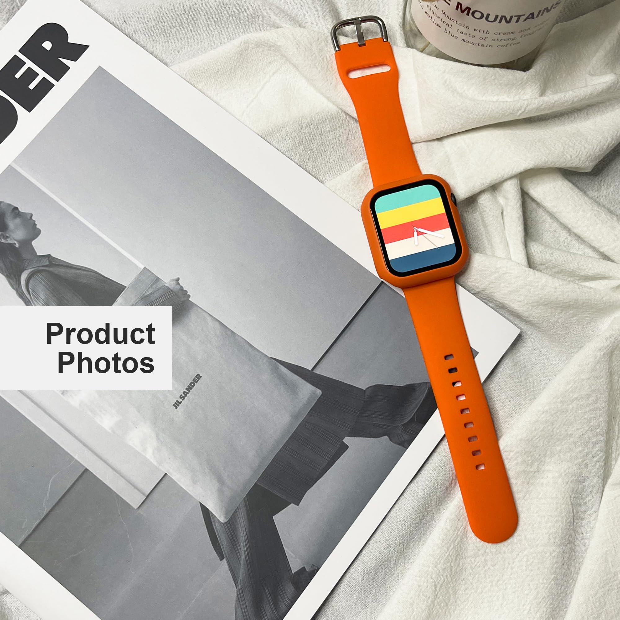 Premium Sport Silicone Band & Protective Case with Screen Protector for Apple Watch Series 9/8/7/6/SE/5/4 - Durable & Comfortable Fitness Accessory for Running, Swimming & Everyday Wear