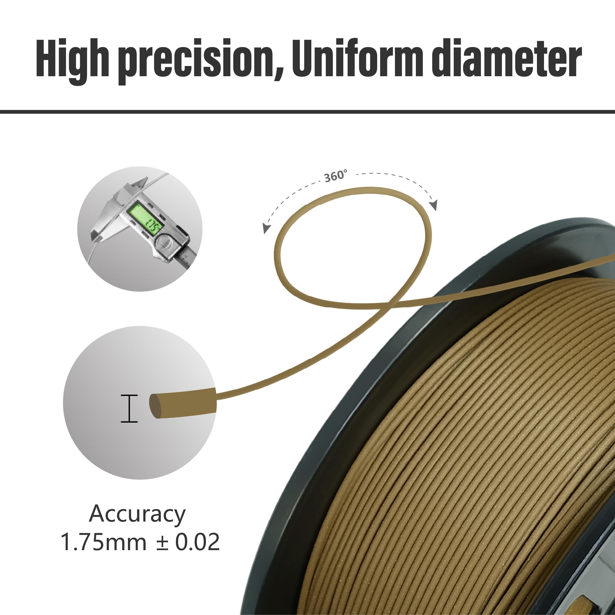 Dark Wood Walnut PLA Filament 1.75mm - 1KG Spool with 30% Real Wood Fiber for 3D Printing | Perfect for Wooden Models, Home Decor & DIY Crafts