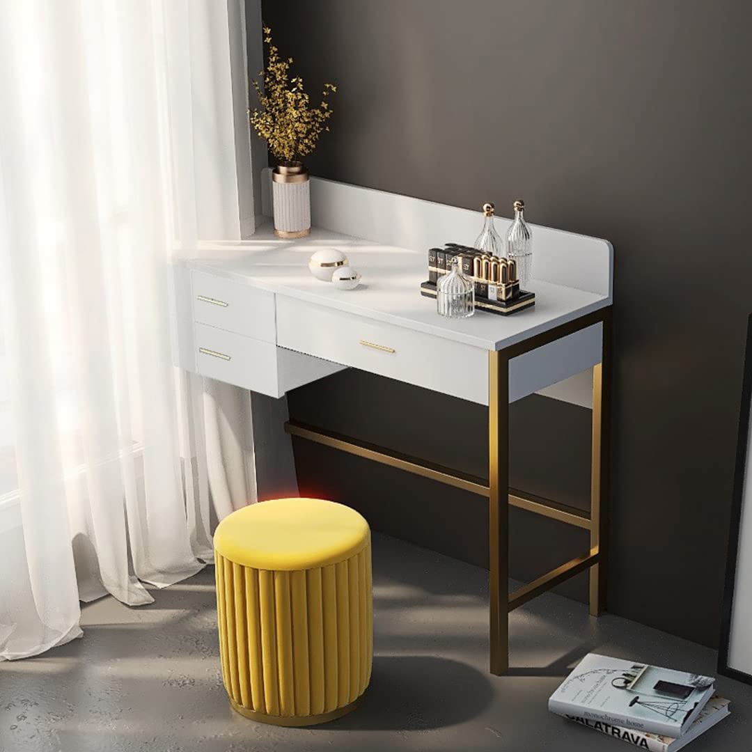 White Makeup Vanity Desk with 3 Drawers - Dressing Table with Storage, Writing Desk & Computer Desk (33 Inch, Without Stool) - Perfect for Bedroom, Home Office & Beauty Studio Organization