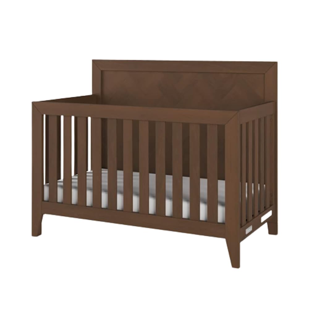 Kieran 4-in-1 Convertible Baby Crib to Toddler Bed & Full Size Bed - Adjustable Height, Non-Toxic Safe Finish (Toasted Chestnut) - Perfect for Nursery, Bedroom & Growing Kids