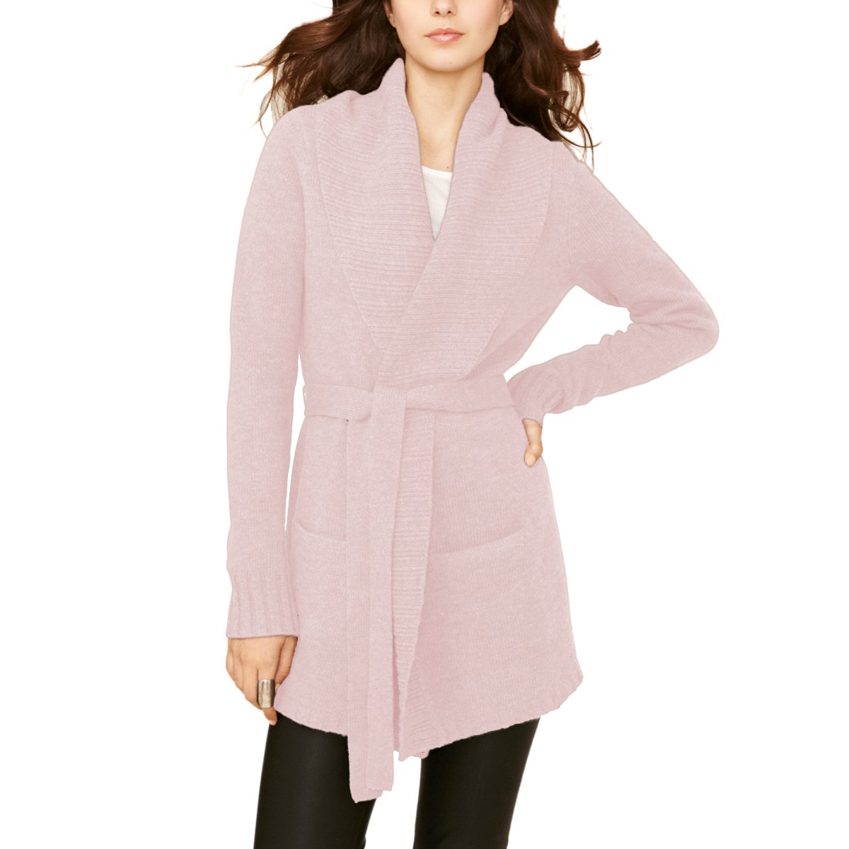 Parisbonbon Women's 100% Cashmere Long Sleeve Cardigan Sweater - Soft & Warm Doll Pink Pullover (Size S) | Perfect for Office, Date Night & Fall Layering