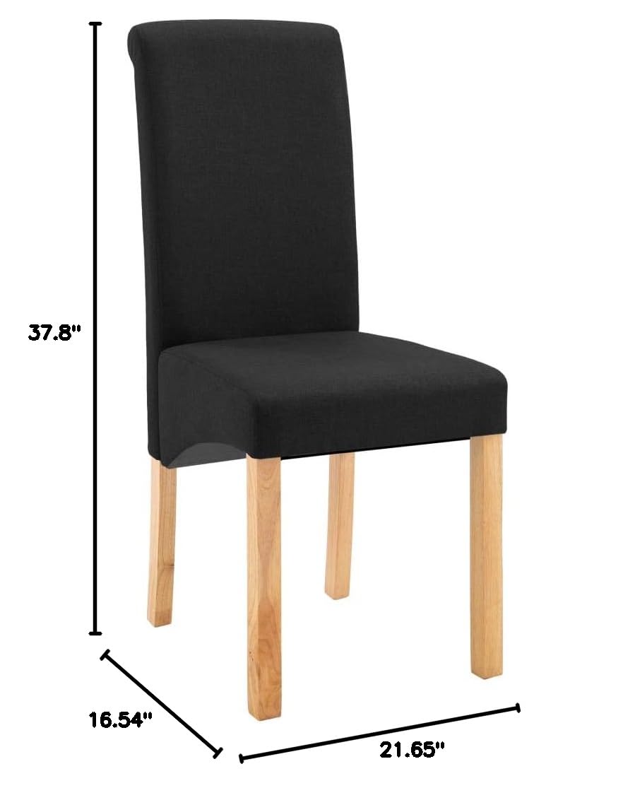 vidaXL 4-Piece Dining Chairs Set - Wood Frame Upholstered Fabric Side Chairs for Kitchen, Dining Room & Living Room - Black Accent Chairs | Perfect for Family Meals, Entertaining Guests & Home Decor