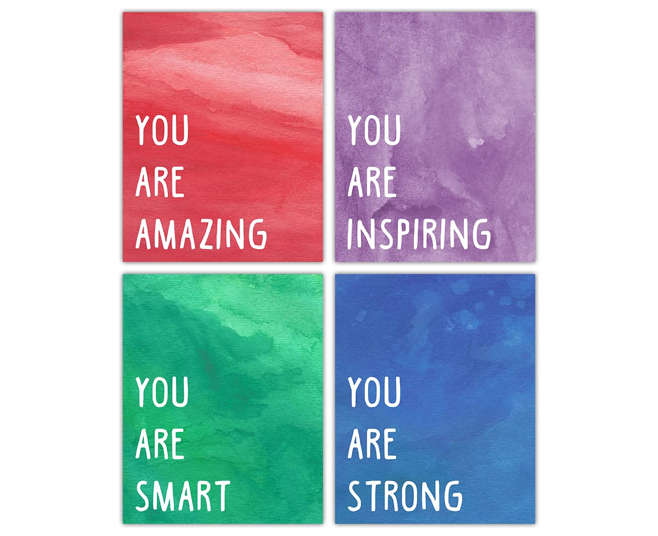Affirmation Nursery Decor - Motivational Wall Art for Kids Room, Set of 4 Posters (8x10