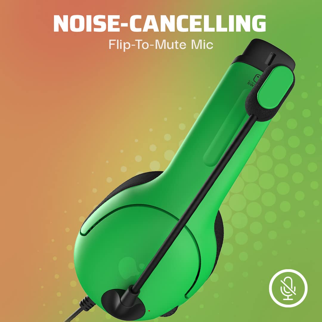PDP Gaming LVL40 Stereo Headset with Microphone - Compatible with Nintendo Switch, PC, iPad, Mac, Laptop - Noise Cancelling Mic, Lightweight On-Ear Headphones, 3.5mm Jack in Pink & Green - Perfect for Gaming, Online Classes & Remote Work
