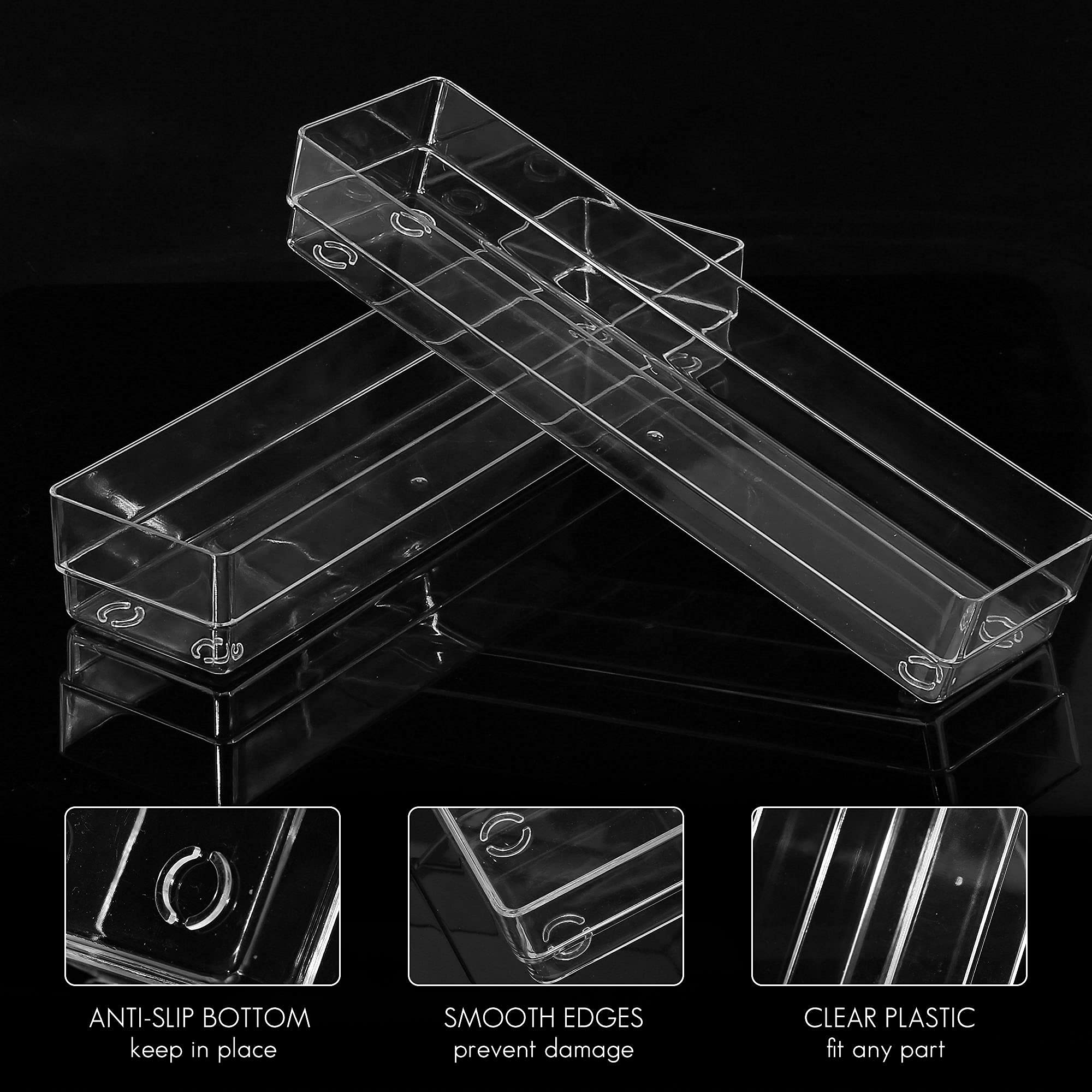LotFancy Clear Plastic Drawer Organizers Set of 3 - 12