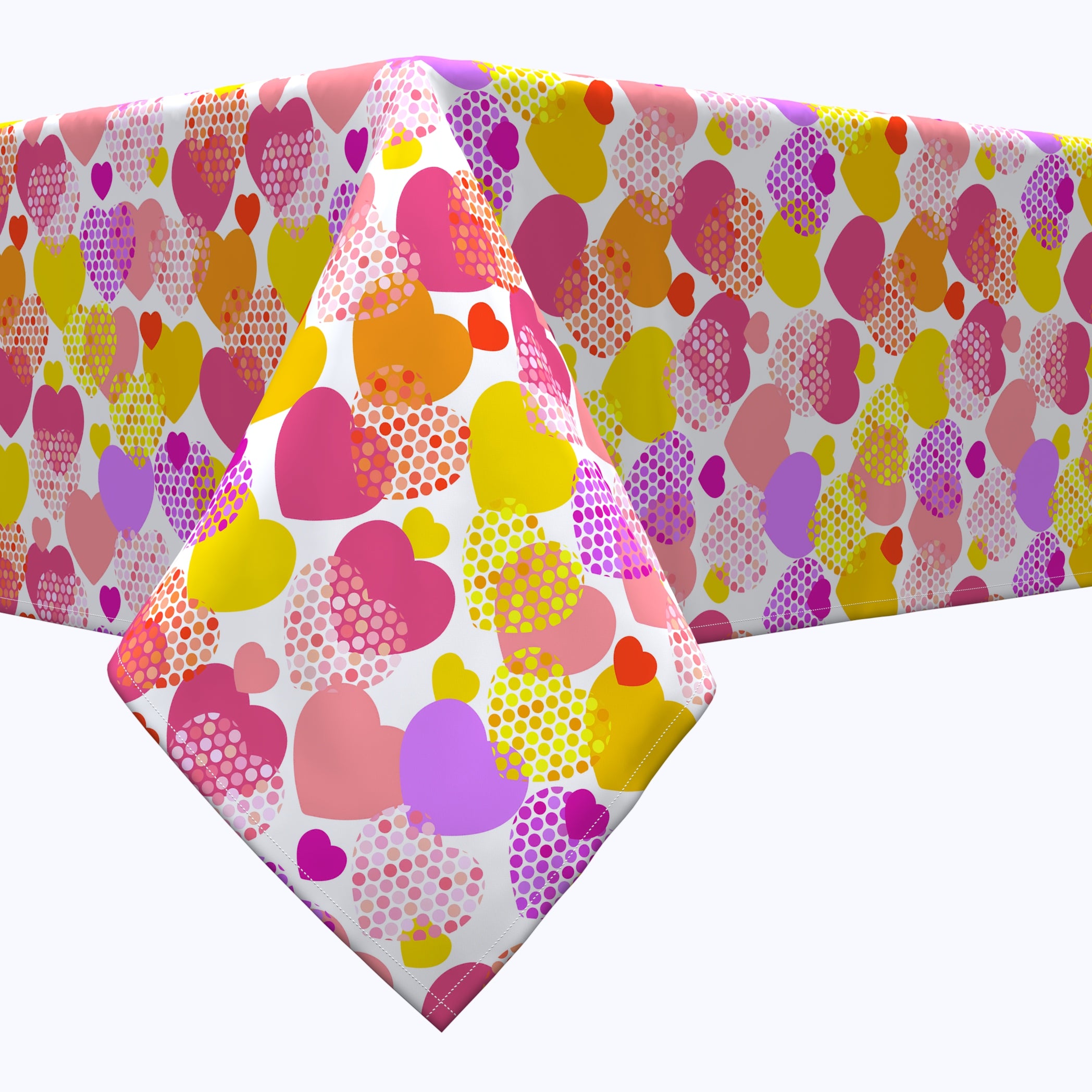 Confetti Hearts Square Tablecloths - Decorative Party Table Cover for Valentine's Day, Wedding & Anniversary Celebrations