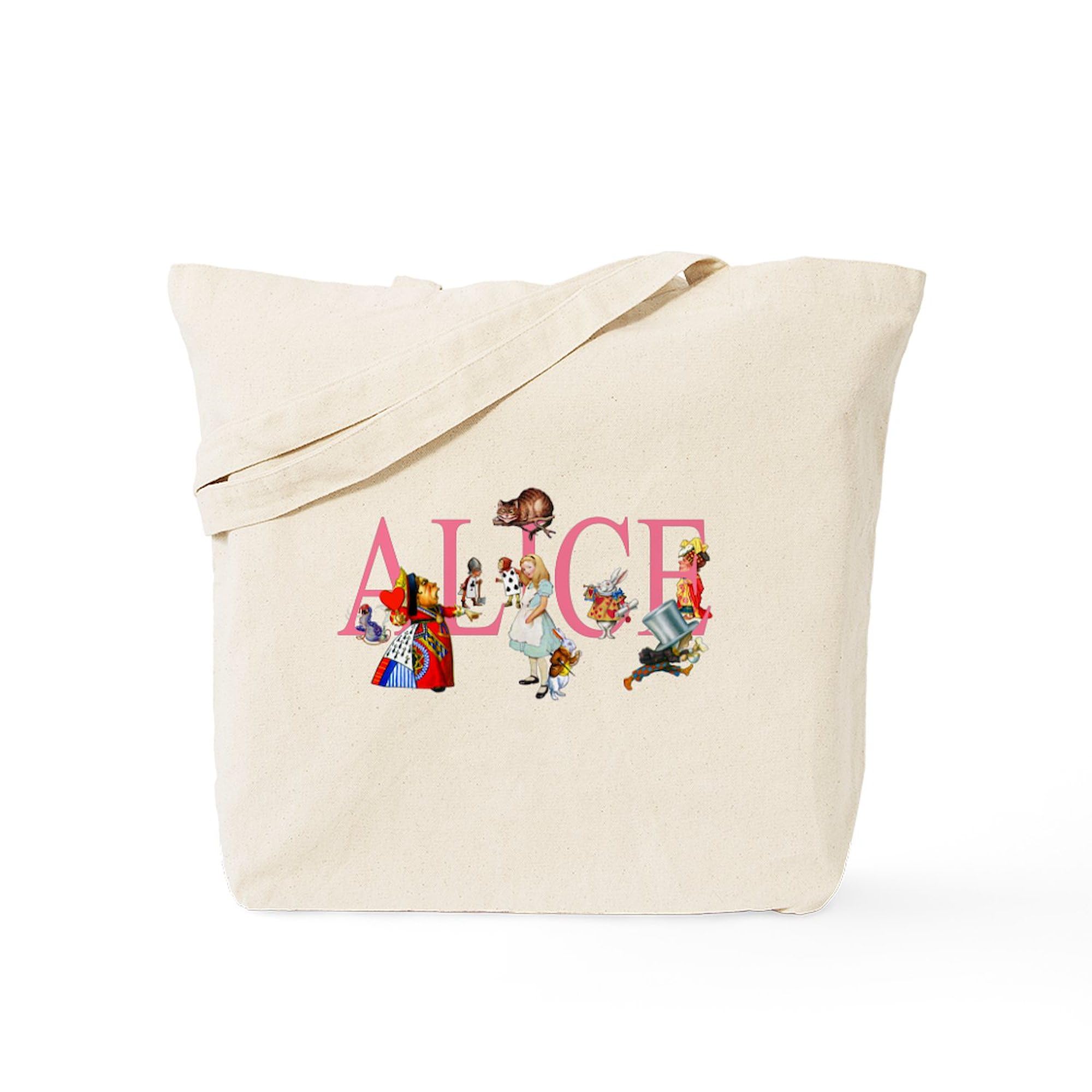 Alice in Wonderland Tote Bag - Natural Canvas Reusable Shopping Bag with Alice & Friends Design | Perfect for Groceries, Beach Trips & Everyday Use