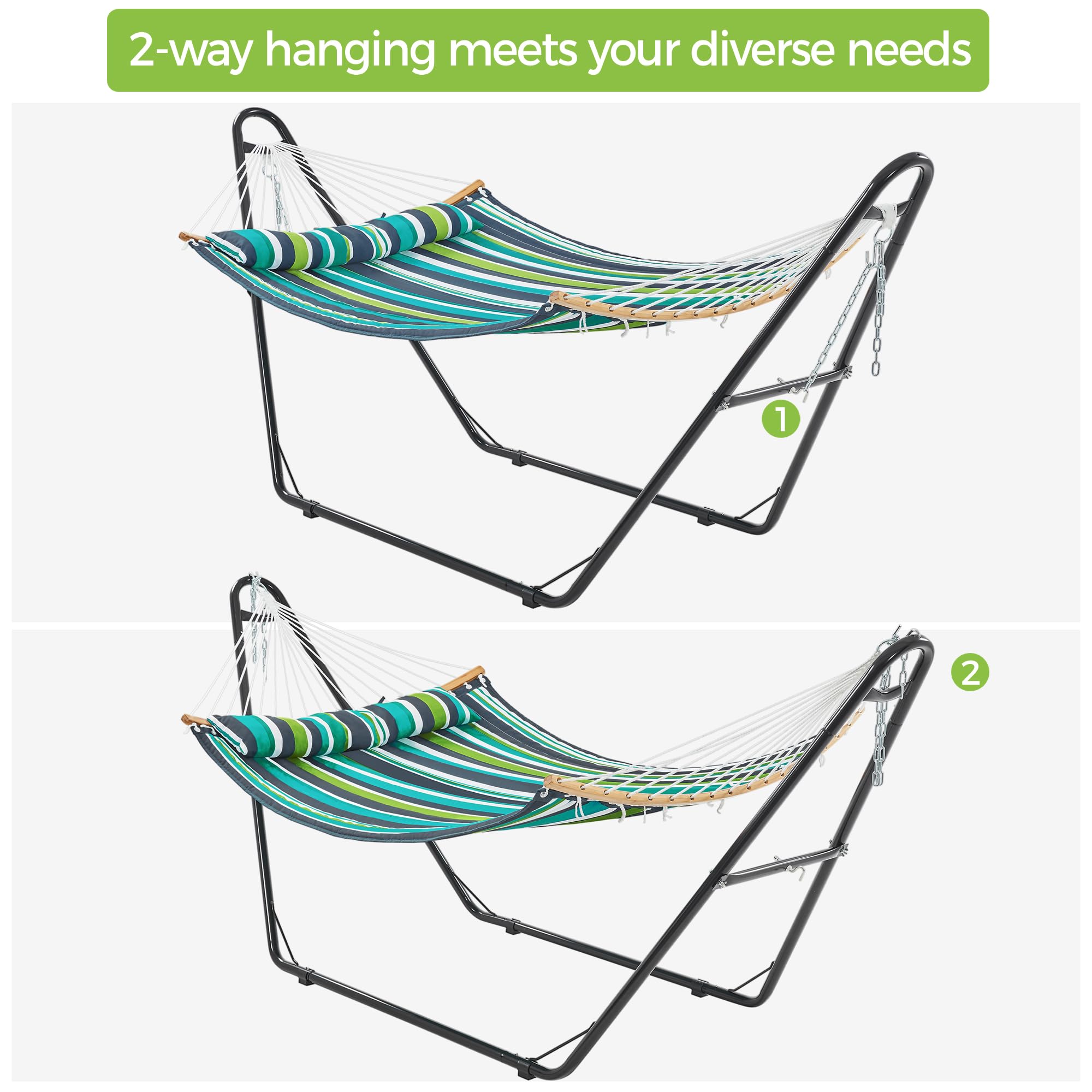 Yaheetech Heavy-Duty Universal Hammock Stand - 9-14.5 Ft Double-Pipe Steel Frame Supports 475 lbs (2-3 People) - Perfect for Backyard, Patio, Beach & Camping Relaxation