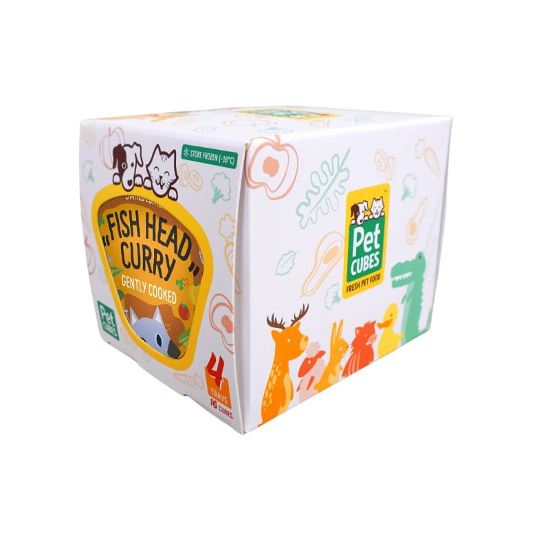Premium Gently Cooked Fish Head Curry Frozen Cat Food - Grain-Free, High-Protein Pet Meal - 4 Trays for Healthy Cats | Perfect for Picky Eaters & Sensitive Stomachs