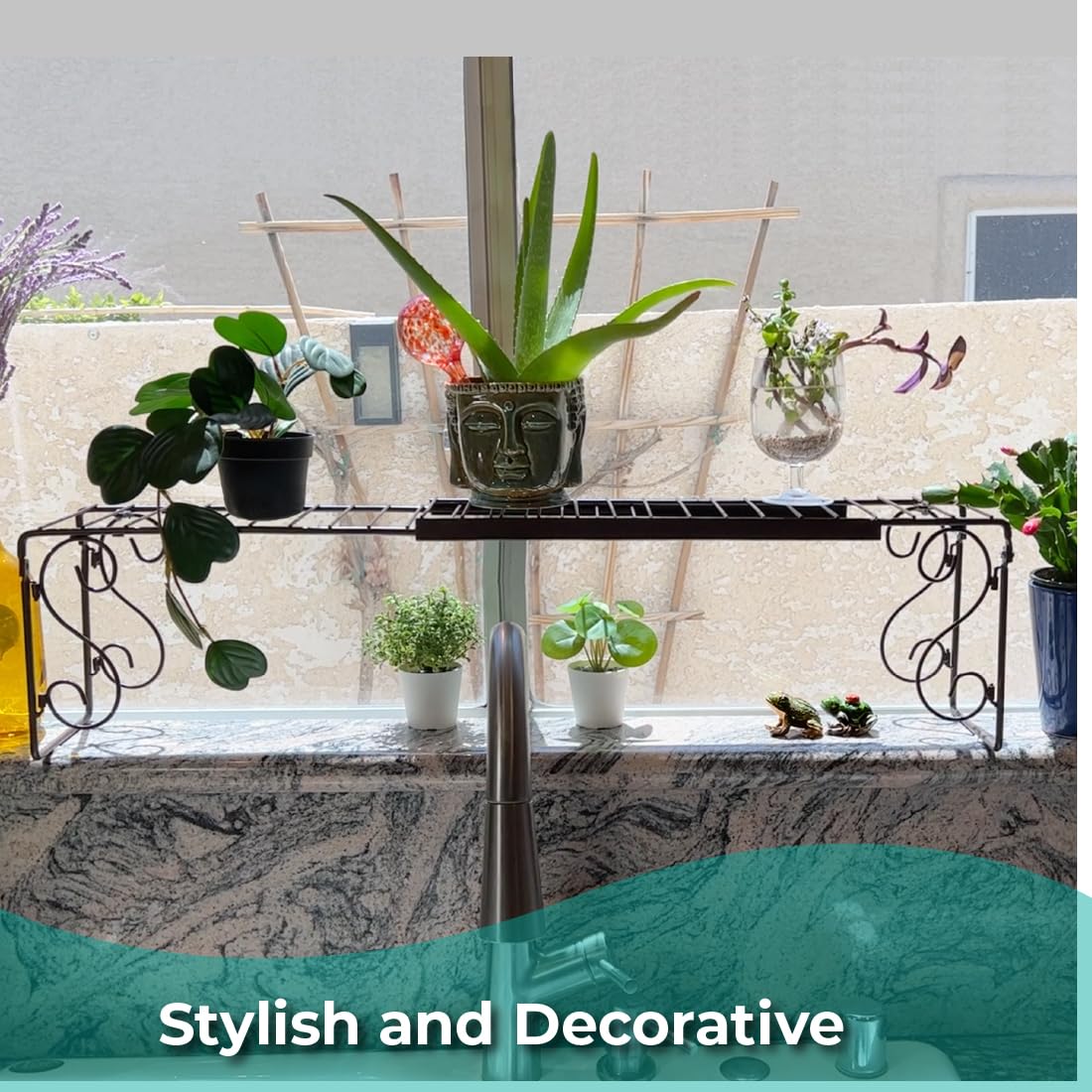 Expandable White Kitchen Sink Shelf Organizer - Space Saving Storage Rack for Dishes & Utensils