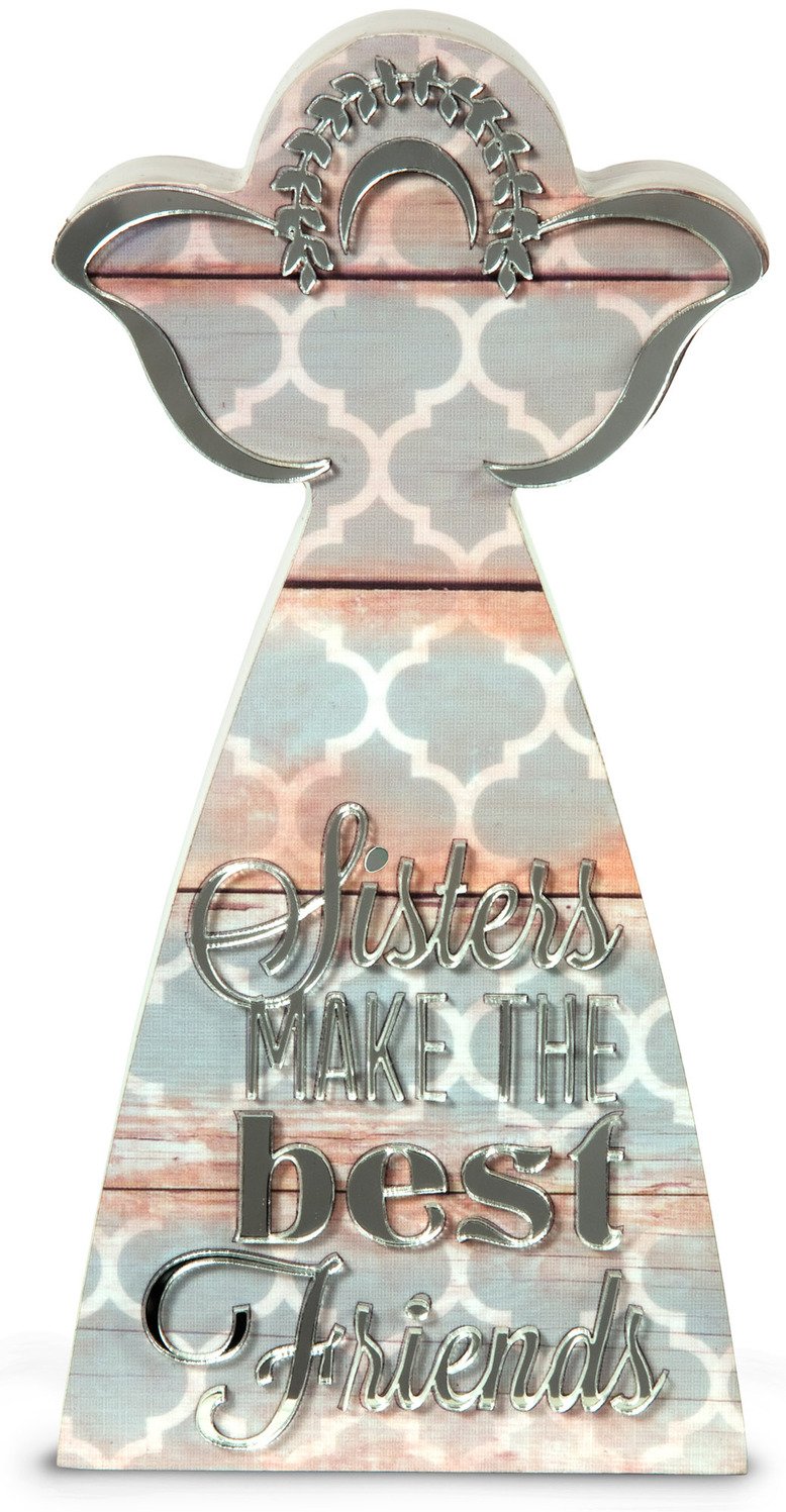 Best Friends Angel Plaque for Sisters - 7-Inch Inspirational Gift with Radiant Reflections - Perfect for Birthdays, Anniversaries & Home Decor