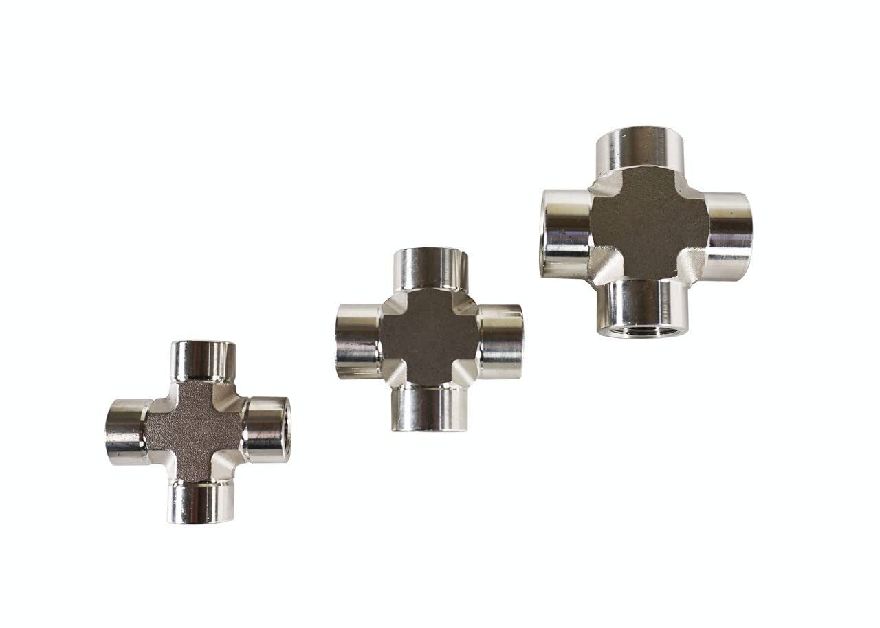 FNPT 4 Way Union Fitting - Stainless Steel Pipe Connector for Plumbing, Hydraulic & Pneumatic Systems - USA Made - Perfect for Water, Gas & Air Distribution Systems