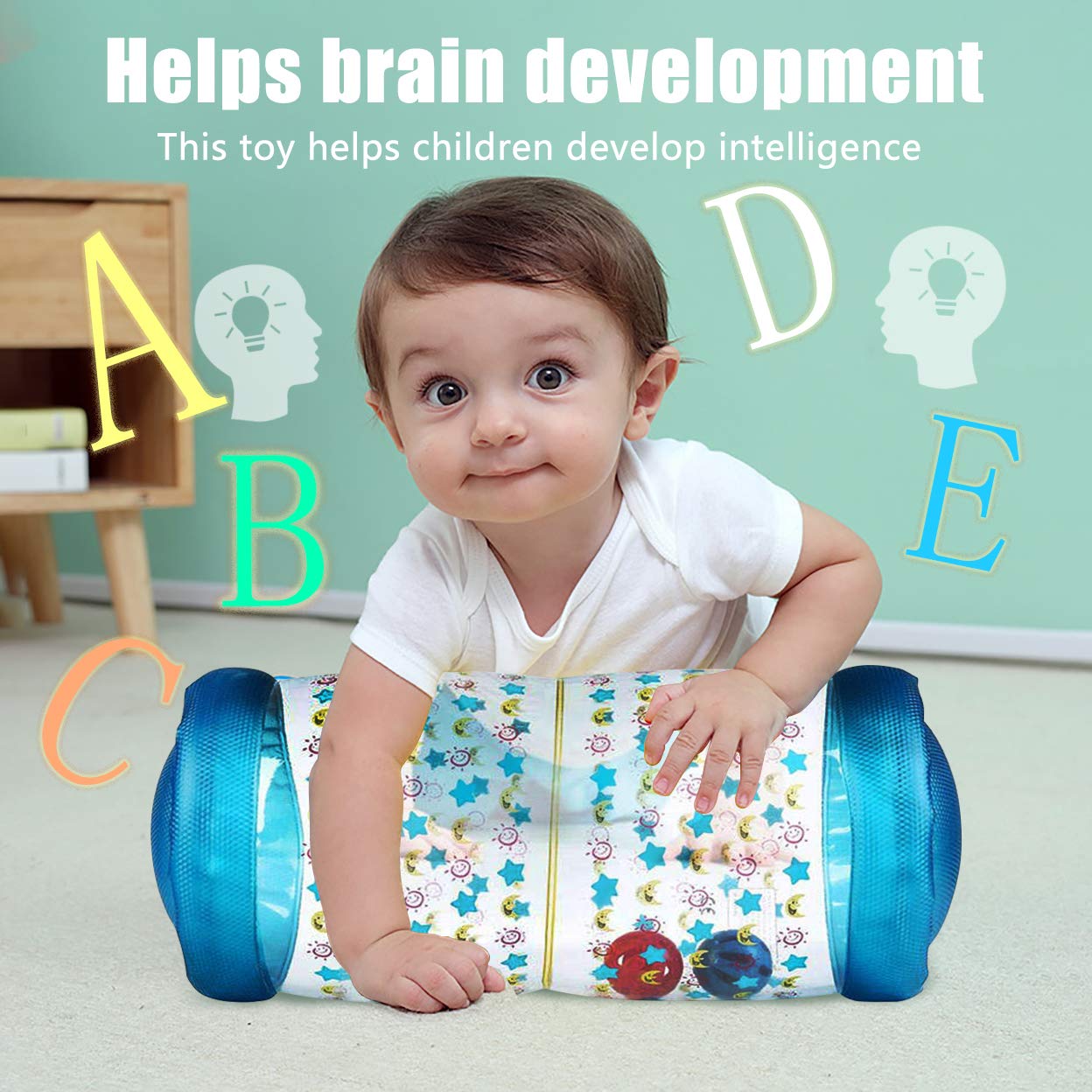 Sensory Fidget Toys for Babies 6-36 Months - Blue Crawling & Fitness Toys to Improve Hearing, Touch, Muscle Development & Coordination - Perfect for Tummy Time, Early Learning & Playtime Activities