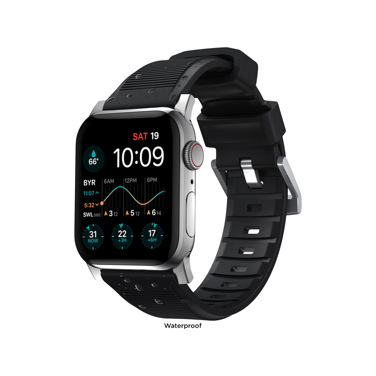 Nomad Rugged Band for Apple Watch 41mm - Silver Stainless Steel Hardware | Durable Sport Strap for Outdoor Activities, Hiking & Workouts