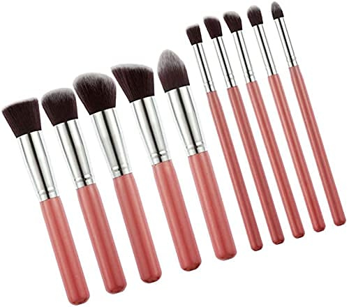 DATNASAYAD 10-Piece Pink Eyeshadow Makeup Brush Set - Soft Synthetic Bristles for Professional Blending & Shading - Perfect for Everyday Makeup, Contouring & Smokey Eye Looks