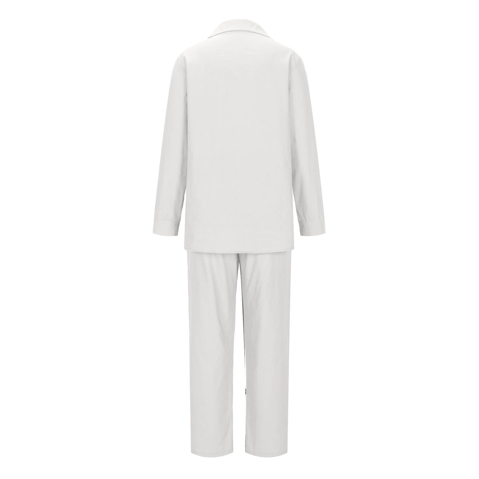 YMADREIG Women's 2-Piece Linen Outfit - Long Sleeve Button Down Shirt & Baggy Pants Set | Summer Casual Lounge Wear for Beach, Travel & Relaxation