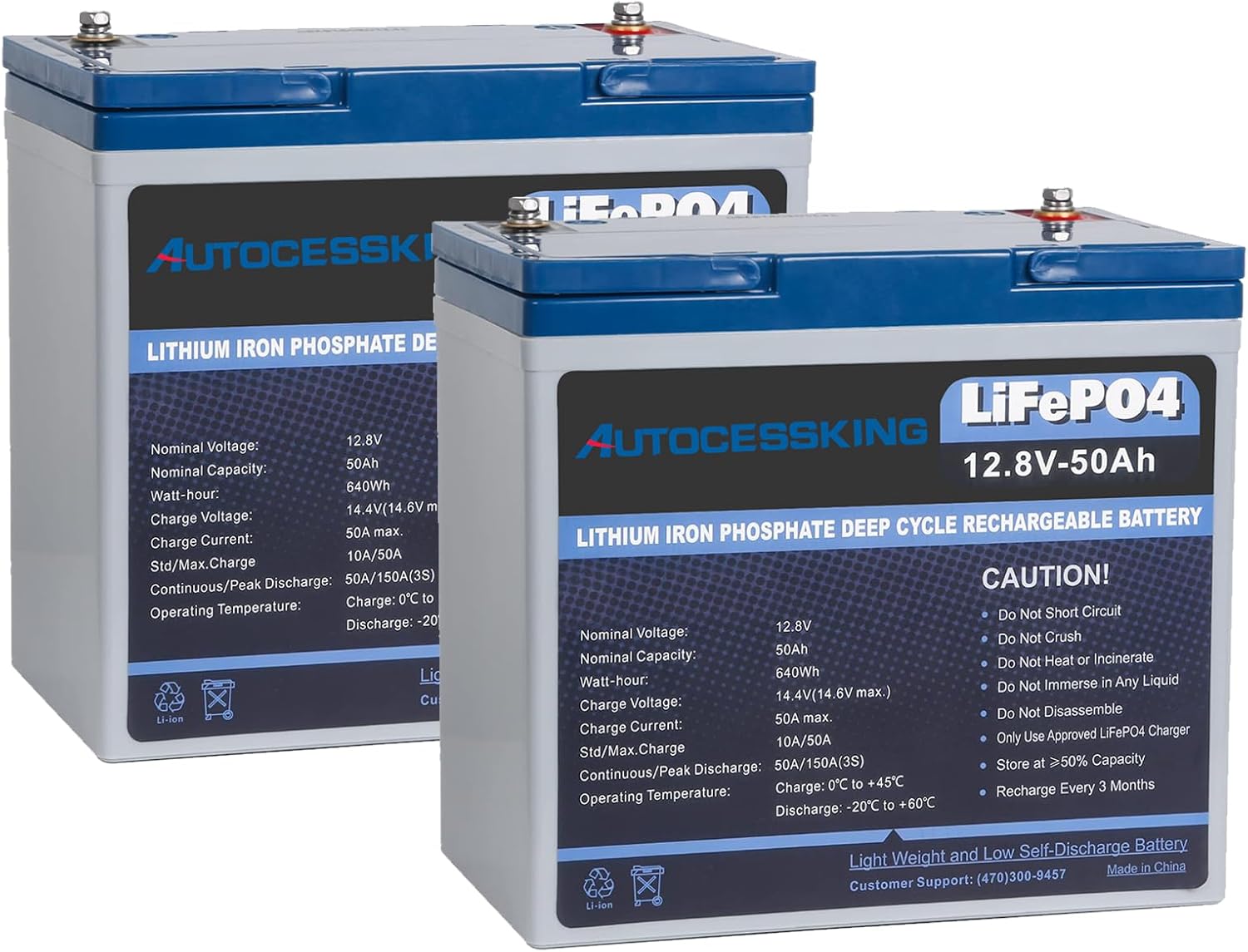 12V 50Ah LiFePO4 Lithium Battery with Built-in BMS & Low Temperature Protection | 4000+ Deep Cycles | Rechargeable Power Supply for Camping, Solar Systems, Marine Boats, RV & Emergency Backup (2 Pack) | Ideal for Off-Grid Living & Outdoor Adventures