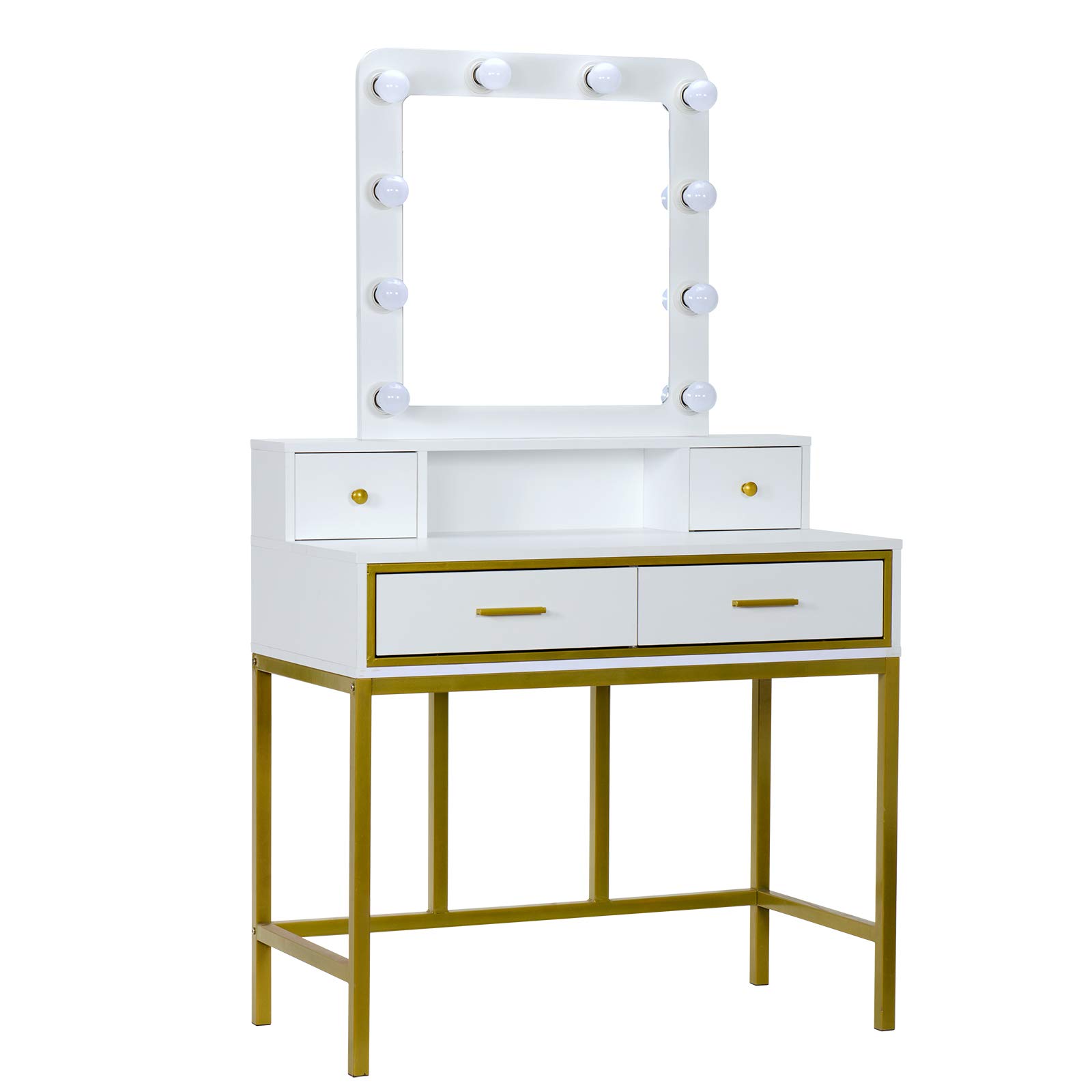 JASOYA White Steel Dresser with Single Mirror and 4 Drawers - Perfect for Beauty Salon, Bedroom & Living Room - Space-Saving Storage Solution for Makeup, Jewelry & Home Organization
