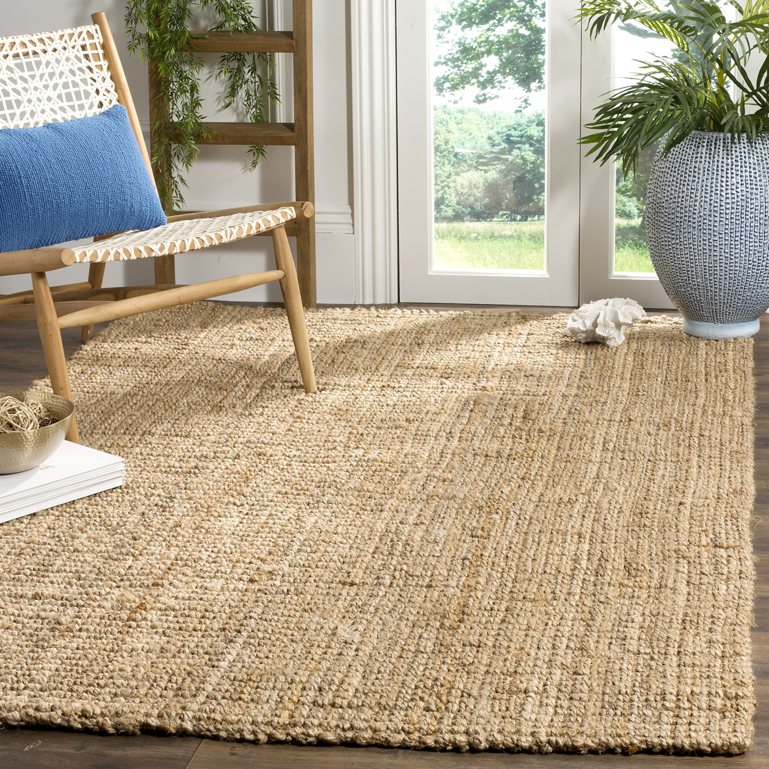 SAFAVIEH Handmade Natural Jute Area Rug 5' x 8' - Farmhouse Style, Durable & Eco-Friendly for High Traffic Areas | Perfect for Living Room, Bedroom & Home Decor (NF747A)