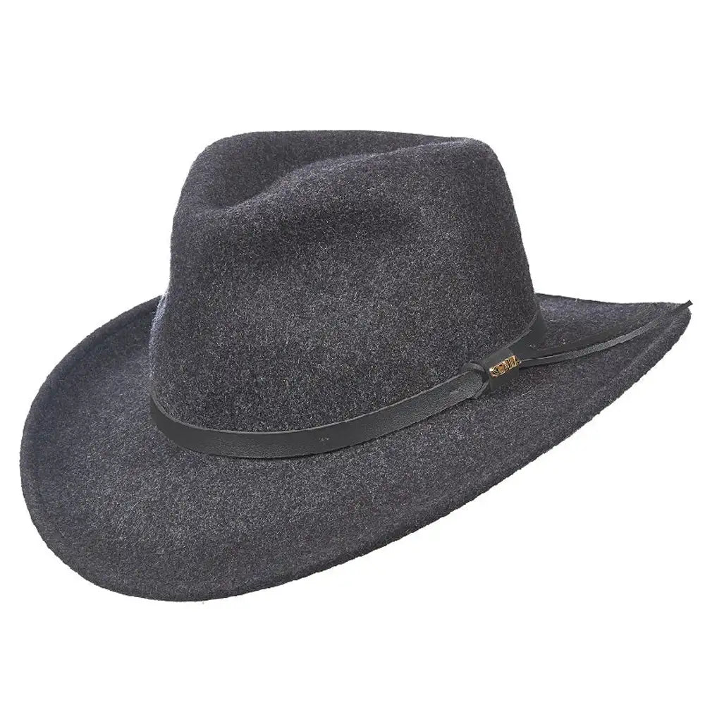 Scala Anchorage Crushable Wool Felt Outback Hat for Men & Women - Wide Brim Sun Protection for Outdoor Adventures, Hiking, and Travel