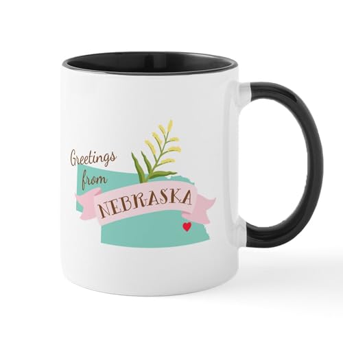 White/Black Inside - Nebraska State Outline Goldenrod Flower Greetings