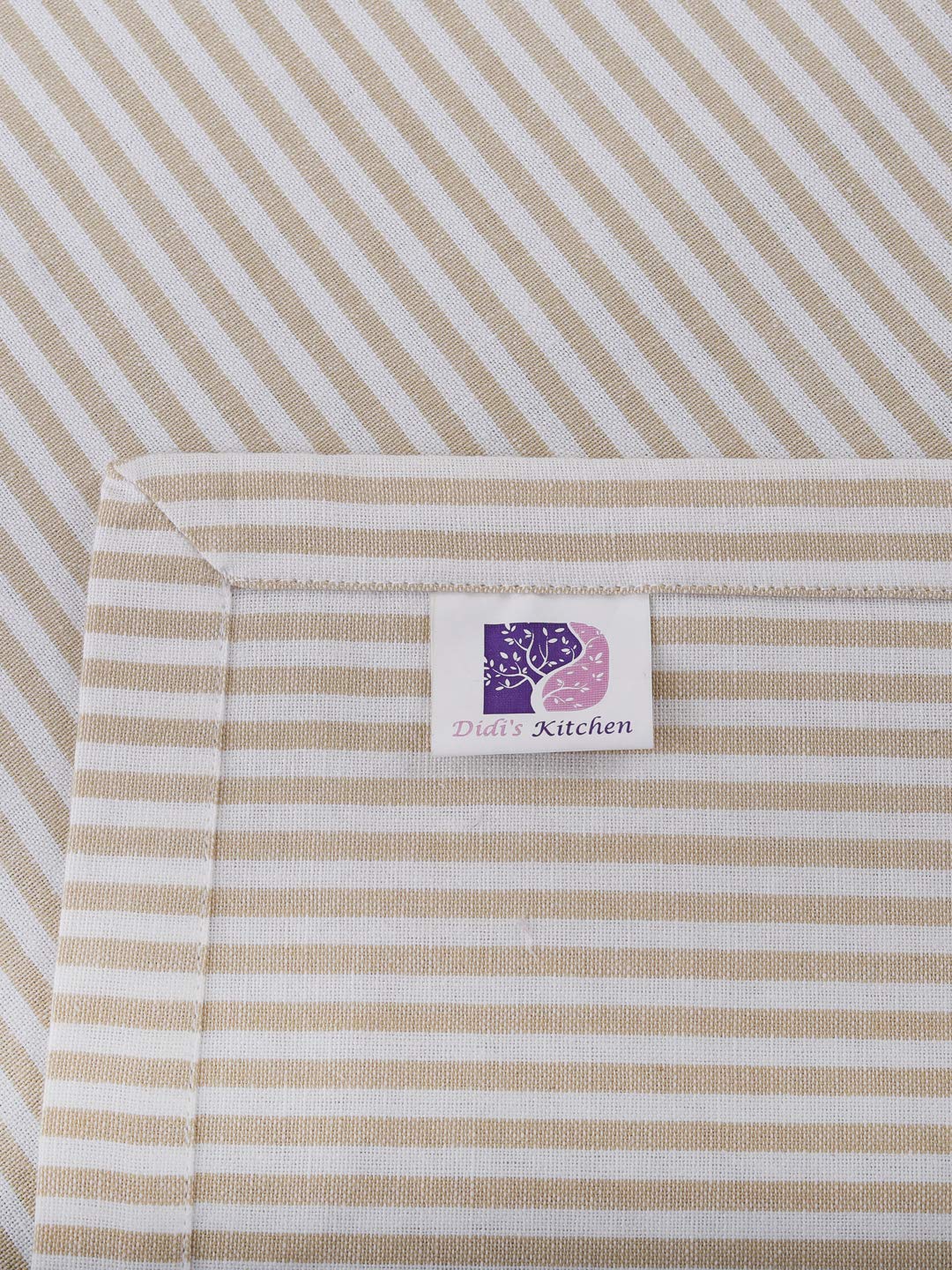 Premium Cotton Table Runner - Striped Beige & White for Dining Table Decor | Elegant Kitchen & Dining Room Tablecloth | Perfect for Holiday Dinners, Wedding Decor & Home Styling