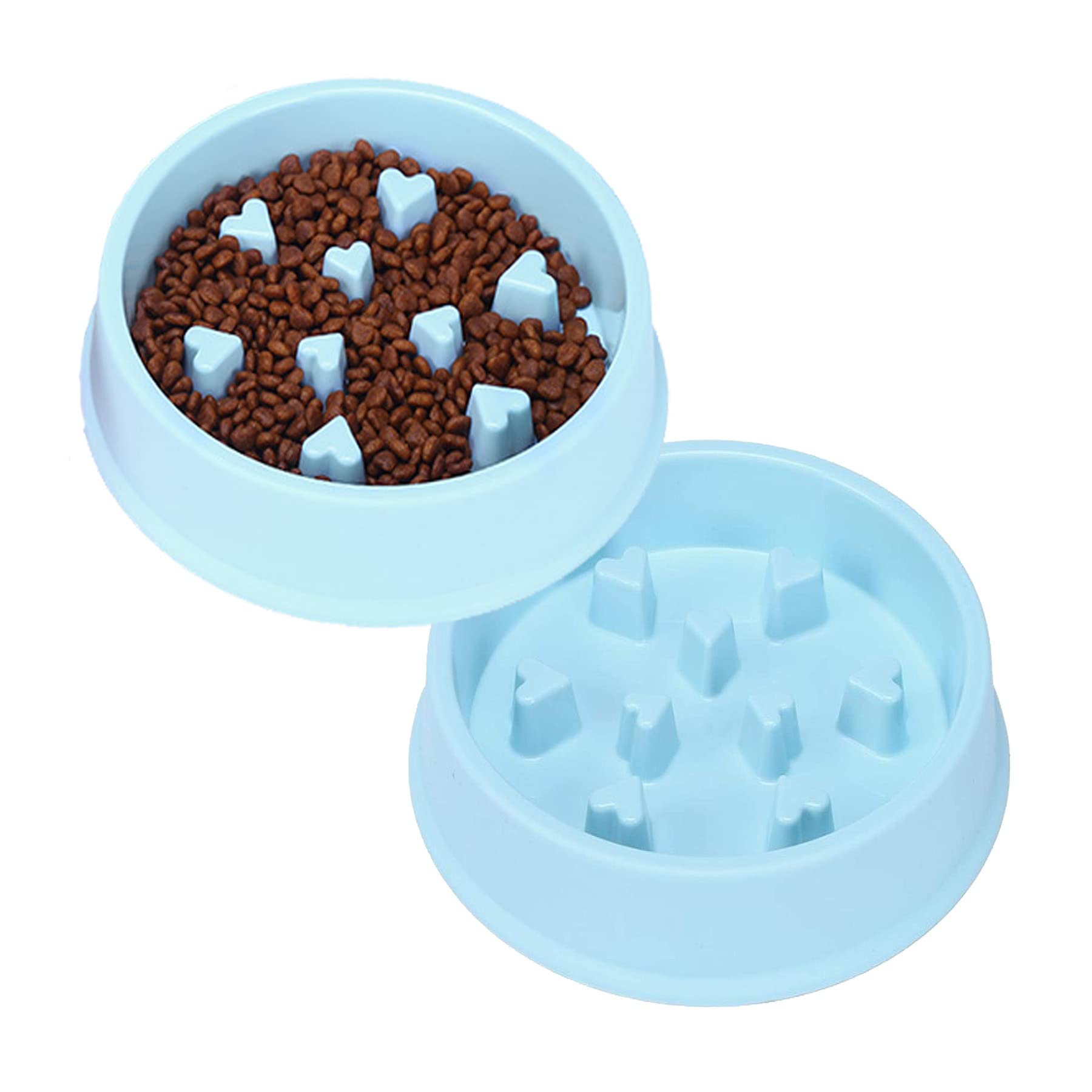 JINSHIN Slow Feeder Dog Bowl - Anti-Gulping Pet Food Dish for Small & Medium Dogs | Helps Prevent Bloat & Improve Digestion | Perfect for Fast Eaters & Mealtime Enrichment (Blue, 2-Pack) | Ideal for Puppy Training & Portion Control
