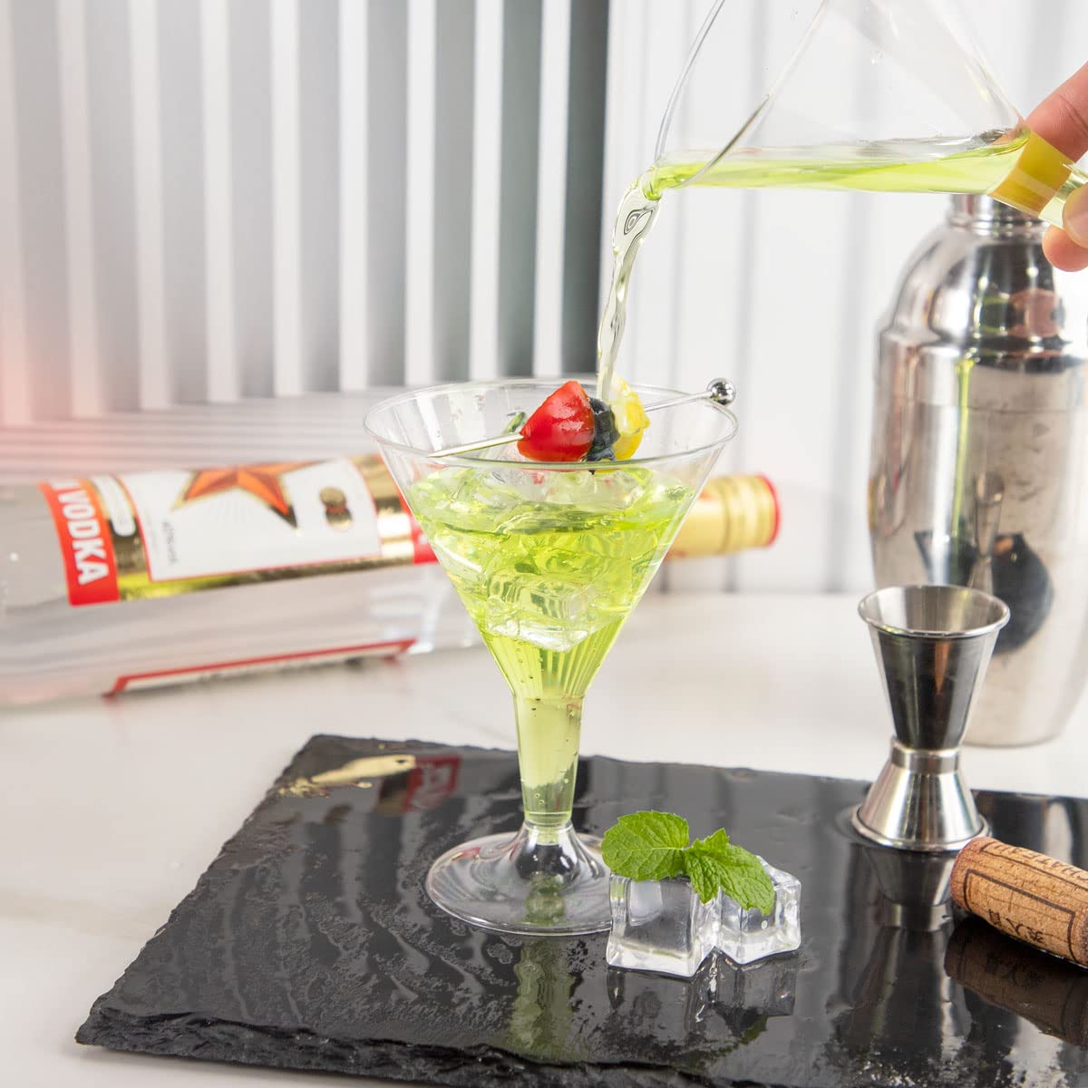 48 Pack Gold Plastic Martini Glasses - 6.25oz Disposable Cocktail Cups for Wedding, Party & Events - Elegant Plastic Margarita Glasses for Champagne, Cocktails & Beverages - Perfect for Bridal Showers, Bachelorette Parties & Celebrations