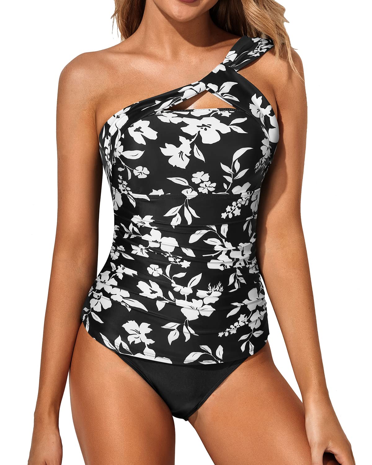 Women's One Shoulder Tankini Swimsuits - Two Piece Bathing Suit with Shorts | Perfect for Beach Vacations, Pool Parties & Summer Getaways