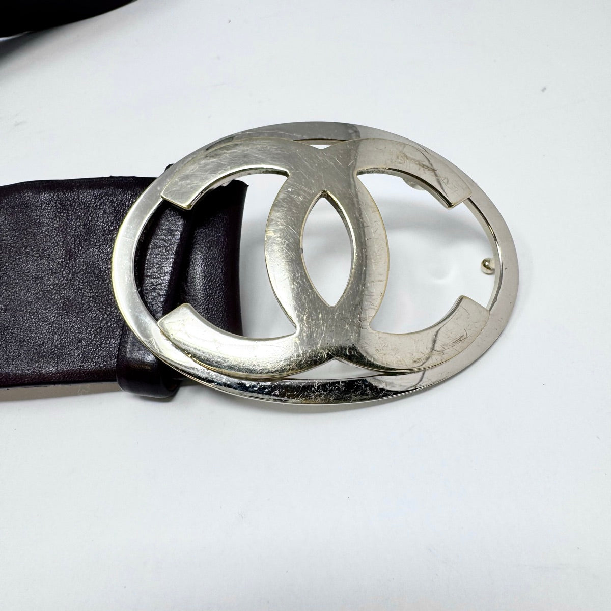 Chanel Brown 2-Inch Wide Genuine Leather Belt with Gold-Tone Interlocking CC Buckle - Luxury Fashion Accessory for Women's Dresses, Jeans & Office Outfits