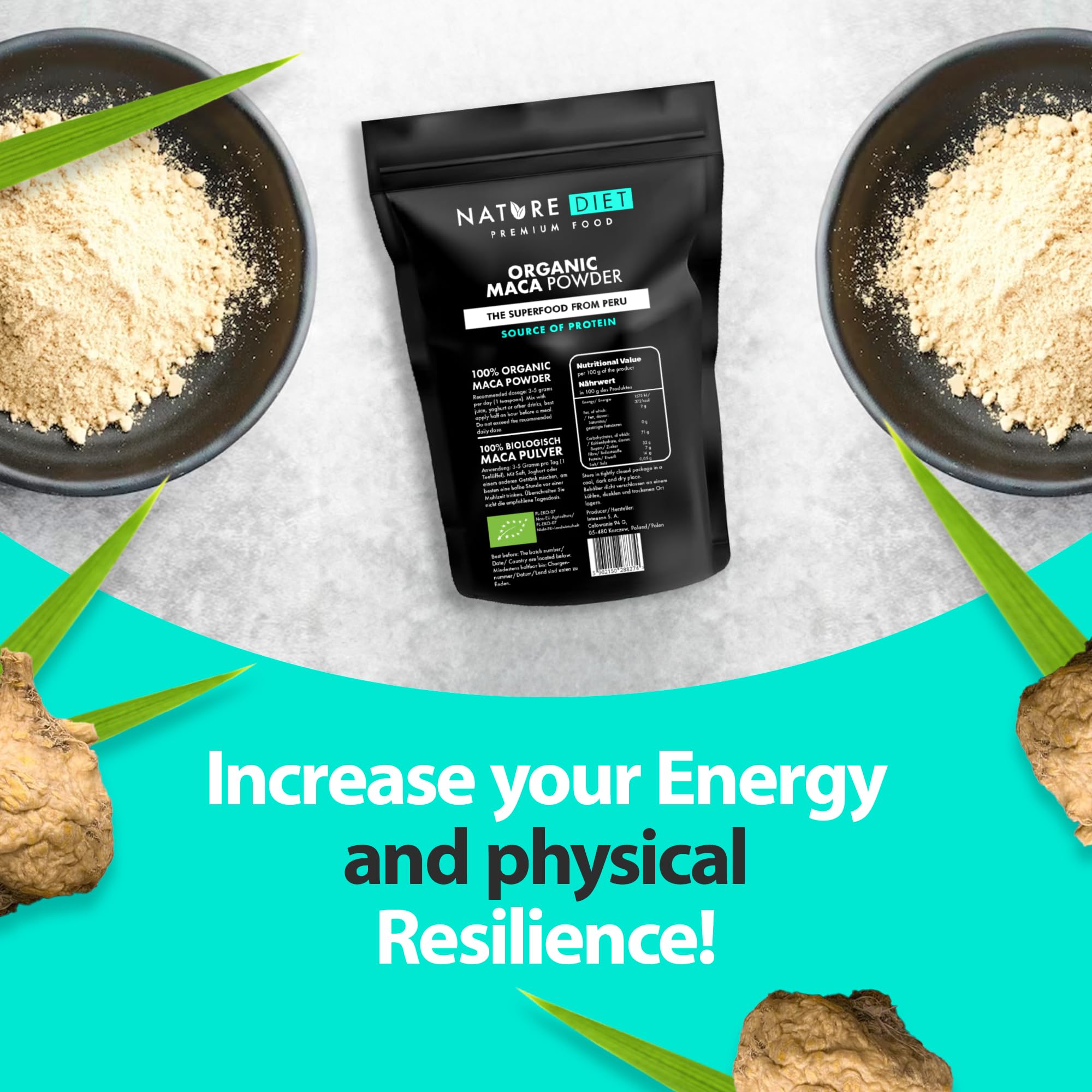 Organic Maca Root Powder 1000g - Gluten-Free, Vegan Superfood for Energy & Vitality | Perfect for Smoothies, Baking & Natural Health Boost