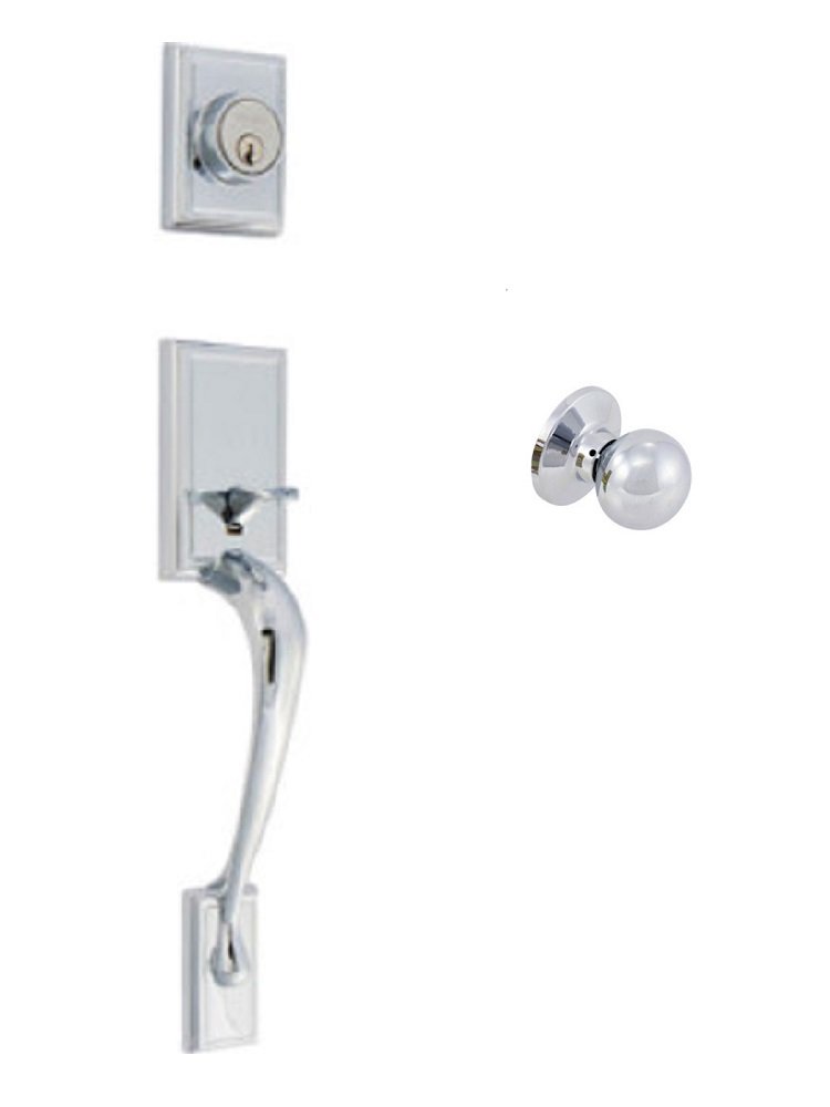 EZ-Set 240616 Kellington Single Cylinder Door Handle Set with Bala Knob - Polished Chrome Finish for Interior/Exterior Doors | Perfect for Home, Office & Commercial Use