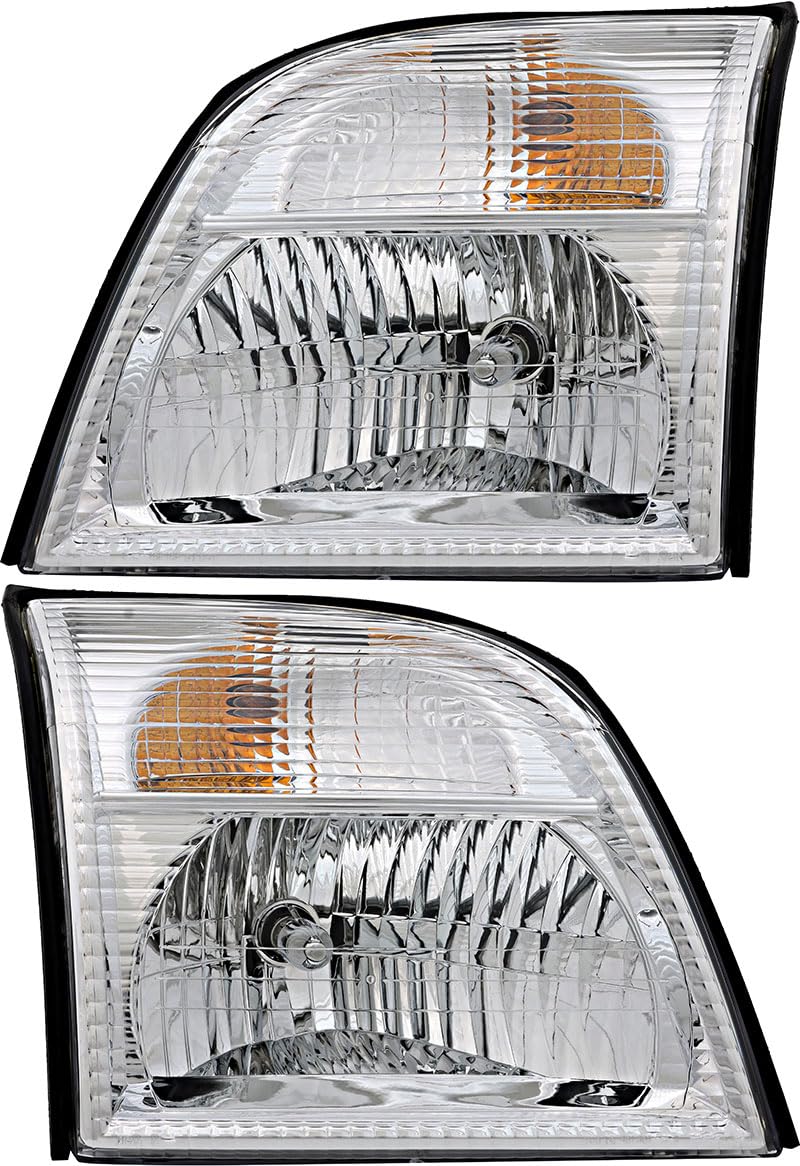 2002-2005 Mercury Mountaineer Halogen Headlight Assembly Set - Driver & Passenger Side Replacement Lamps - Perfect for Night Driving & Off-Road Adventures