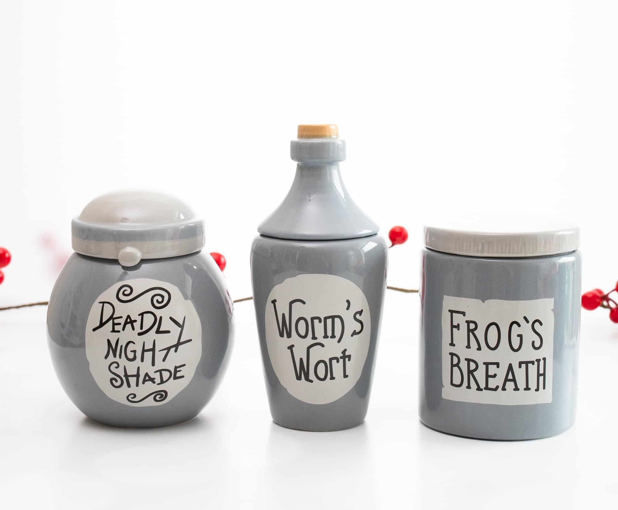 Disney The Nightmare Before Christmas Sally Mini Storage Jars 3-Piece Set - Ceramic Kitchen Containers for Snacks, Spices & Candy | Perfect for Halloween Decor & Gift Giving