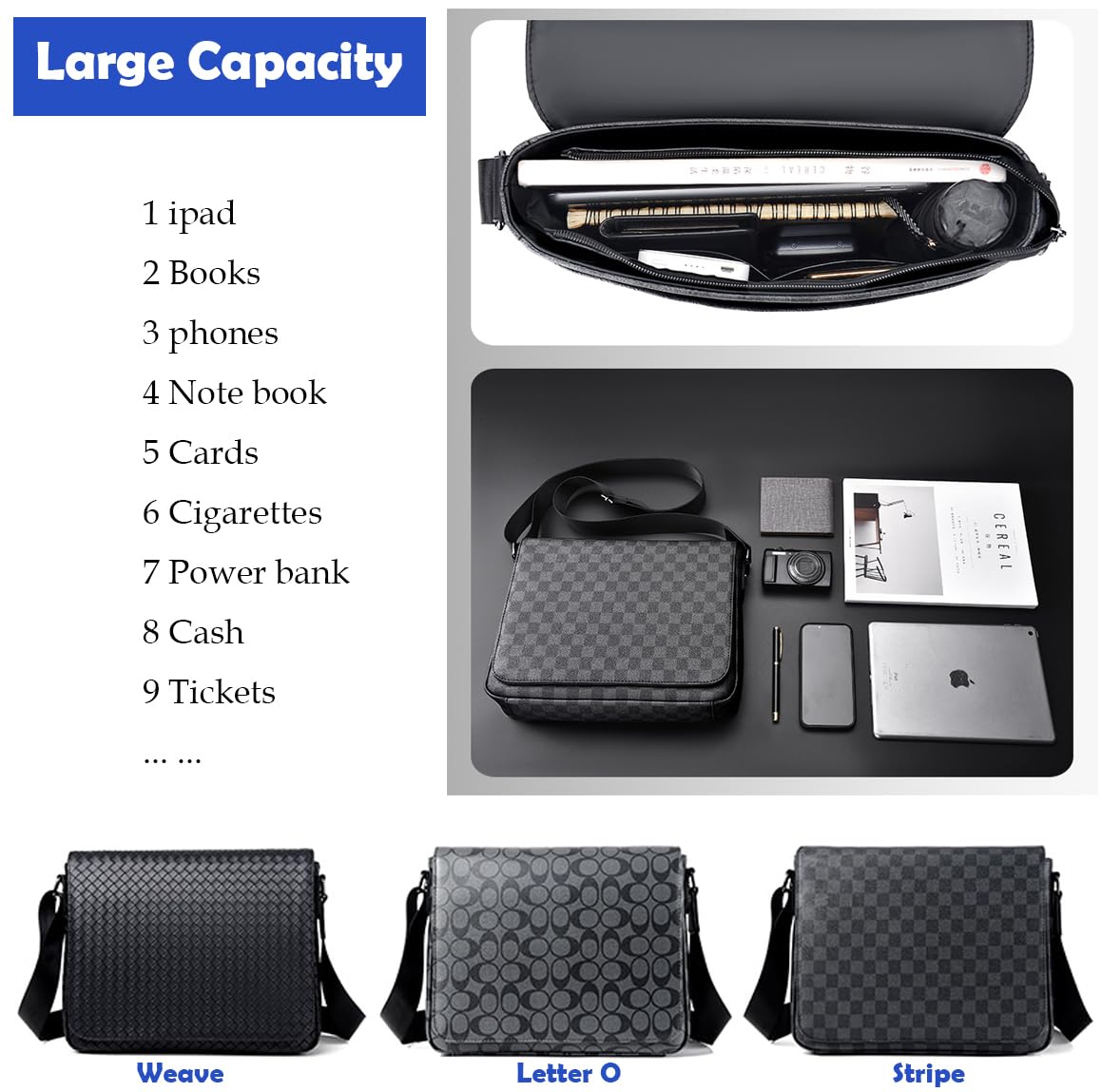 Premium Men's Leather Shoulder Bag - Waterproof & Anti-Scratch Crossbody Messenger Bag for Work, Travel & Daily Use