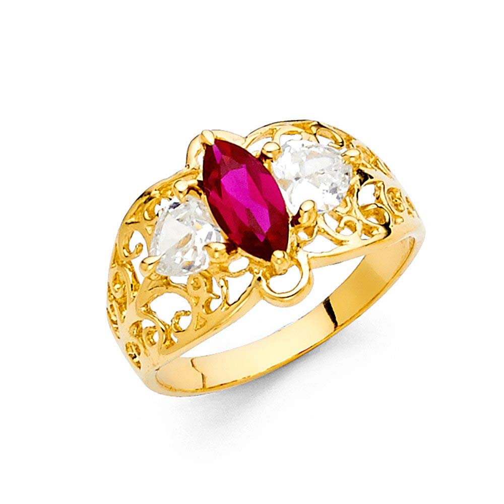 14K Yellow Gold Cubic Zirconia Simulated Diamond Fashion Ring for Women - Size 7 | Elegant Jewelry Gift for Anniversary, Birthday & Special Occasions