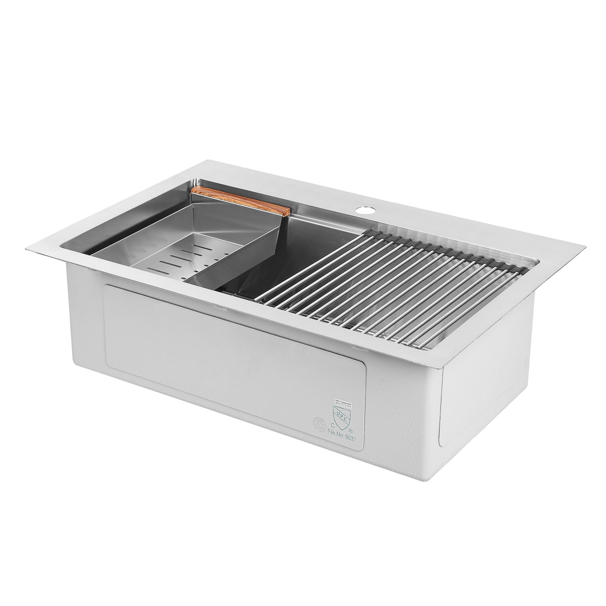 Ancona 30-Inch Handmade Drop-In Single Bowl Workstation Kitchen Sink with Accessories - Satin Stainless Steel - Perfect for Modern Kitchens & Food Prep Stations