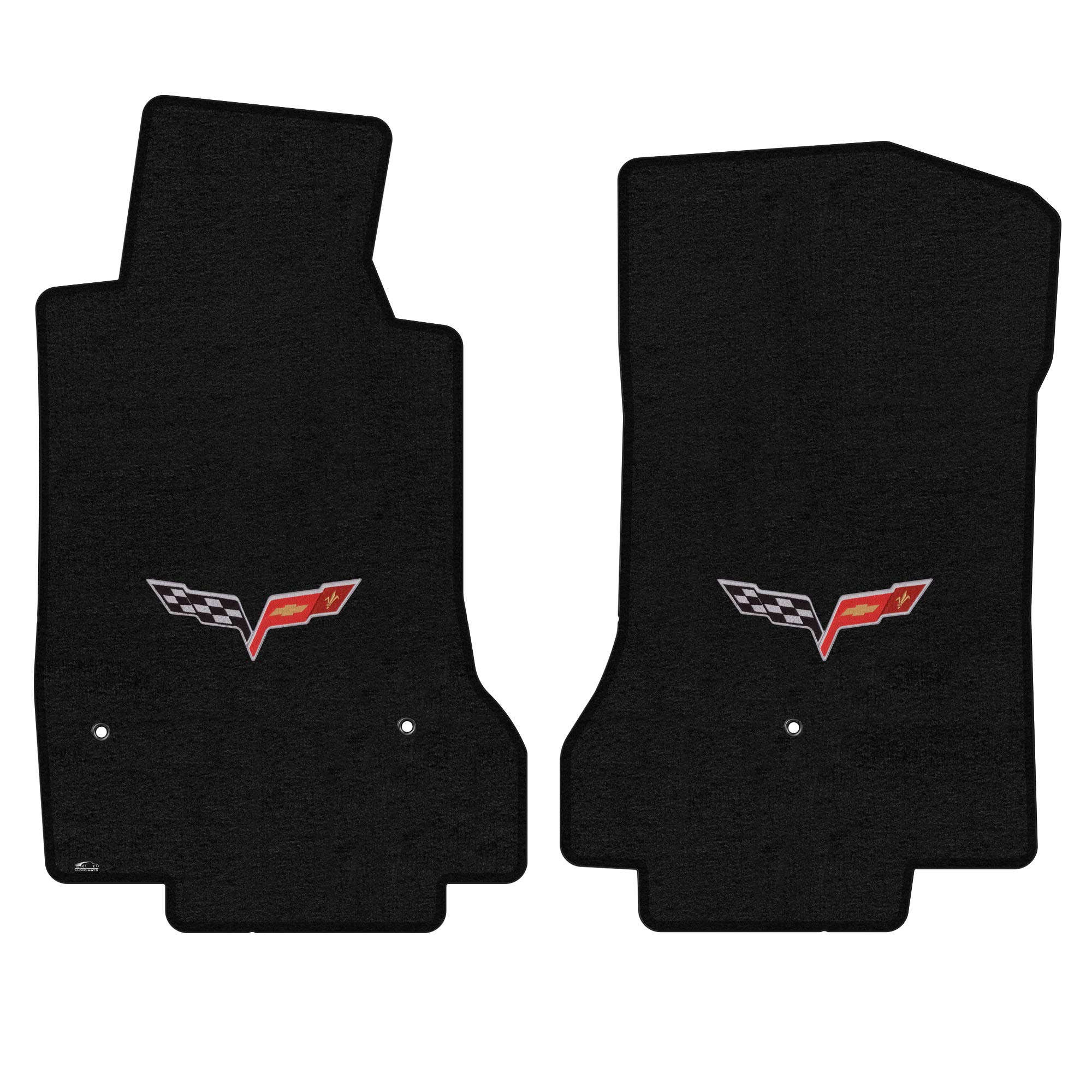 Premium Custom-Fit Carpeted Floor Mats for 2013.5 C6 Corvette - Luxury Car Floor Liners with Flag Design (Charcoal, Front Mats) | Perfect for Daily Driving & Car Shows