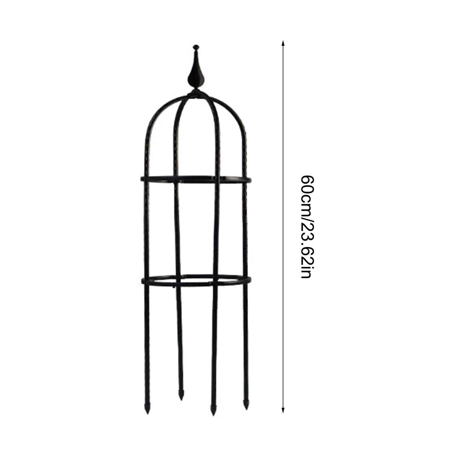 DULRLLY 23.6 Inch Black Wrought Iron & Plastic Garden Trellis - Lightweight Obelisk Plant Support for Climbing Vines, Flowers & Outdoor Decor | Perfect for Rose Gardens, Patio Landscaping & Backyard Vine Support