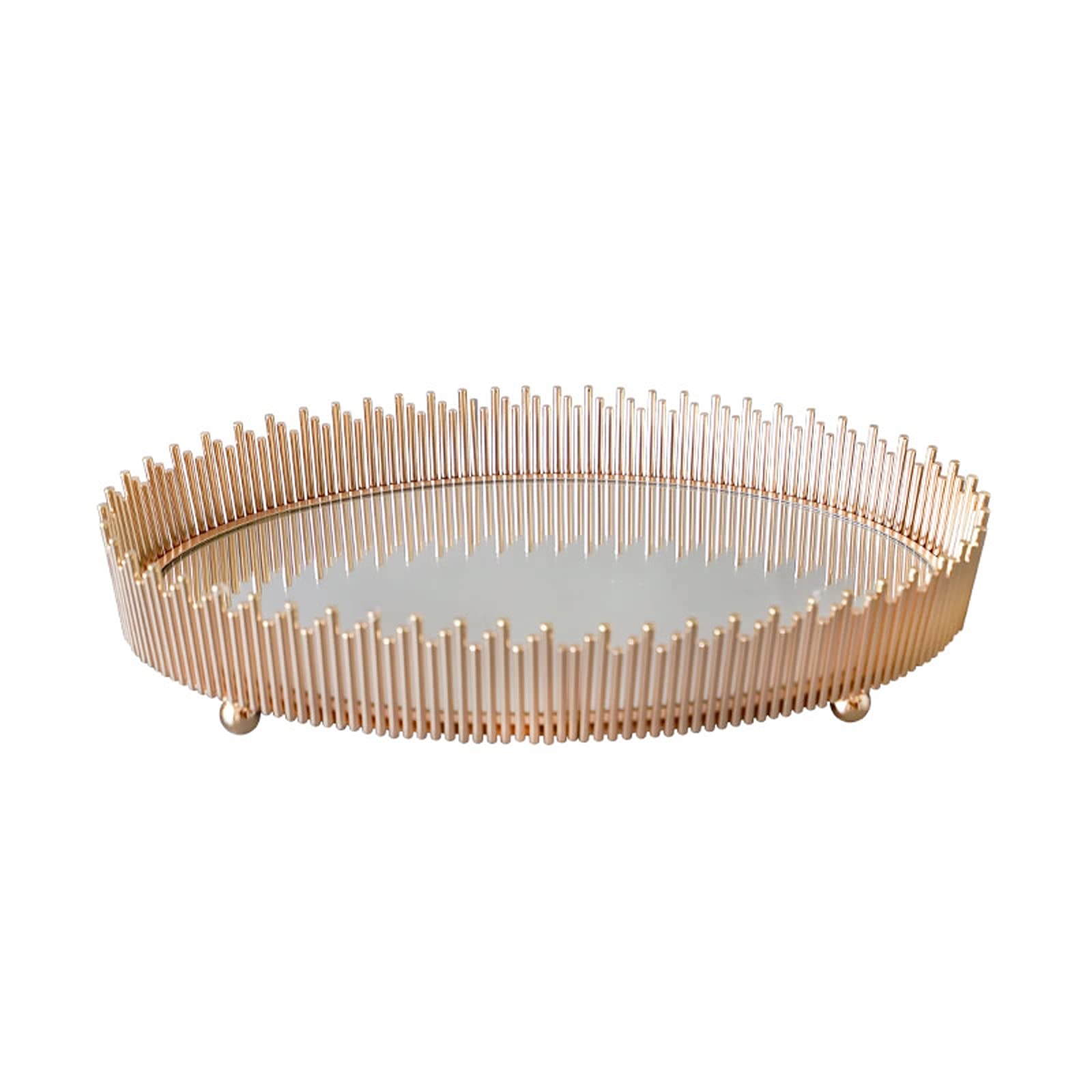 EMERS Exquisite Gold Jewelry Box & Vanity Mirror Tray - Round Metal Makeup Organizer, Jewelry Display Stand for Dresser, Bathroom & Bedroom | Perfect for Jewelry Storage, Cosmetic Organization & Home Decor