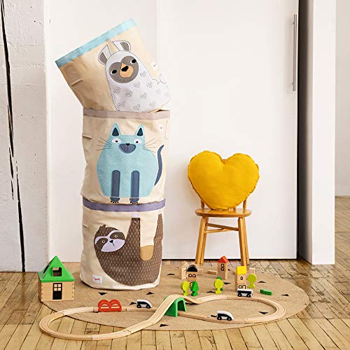 3 Sprouts Large Toy Storage Basket - Durable Kids & Baby Toy Organizer with Handles for Nursery, Playroom & Bedroom - Perfect for Storing Toys, Laundry & Pet Supplies (Gray/White) - Ideal for Home Organization & Child-Friendly Spaces