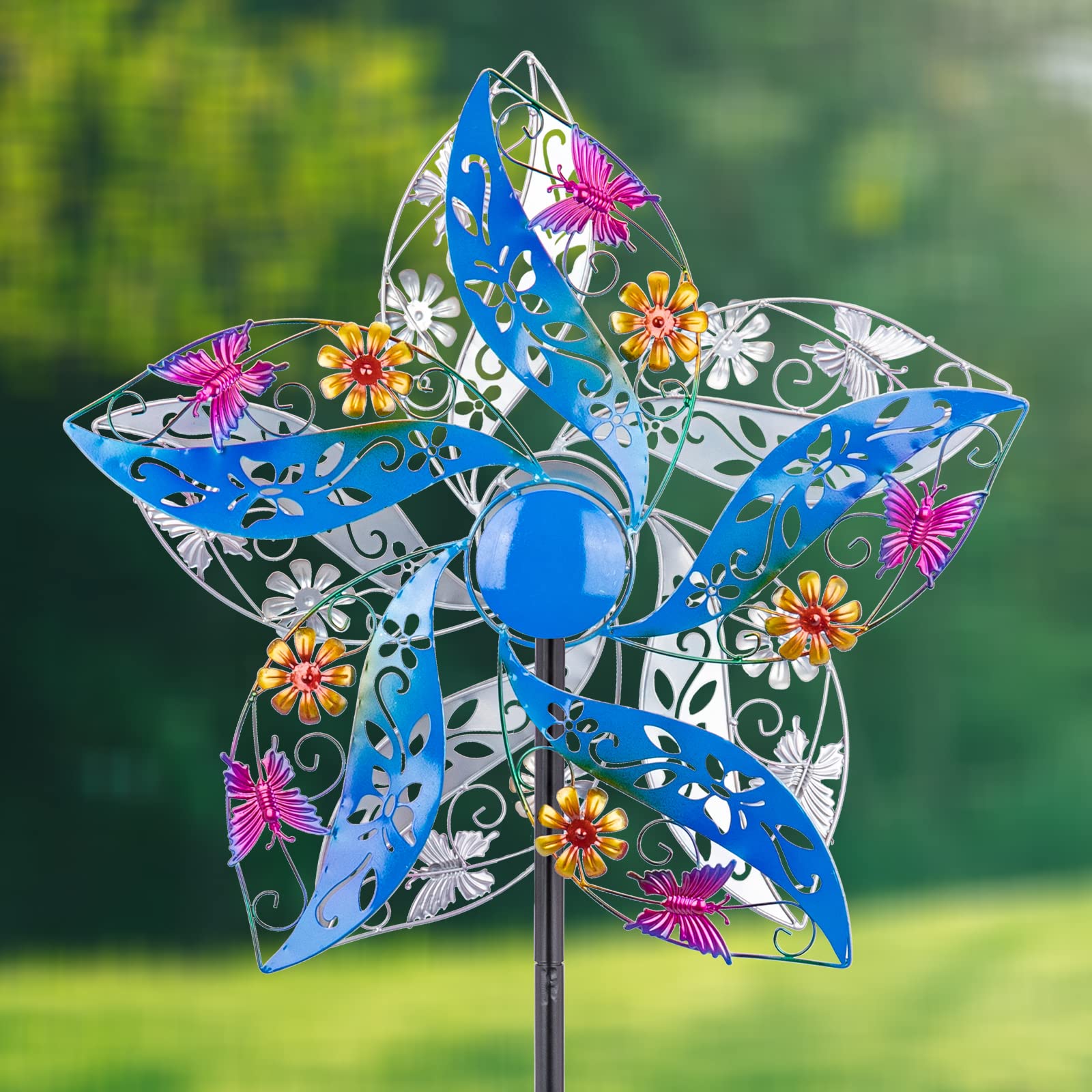**75 Inch Large Butterfly Wind Spinner for Garden & Yard Decor - Colorful Outdoor Metal Lawn Spinner for Patio, Backyard, and Landscape Decoration - Perfect for Adding Motion & Beauty to Your Outdoor Space**
