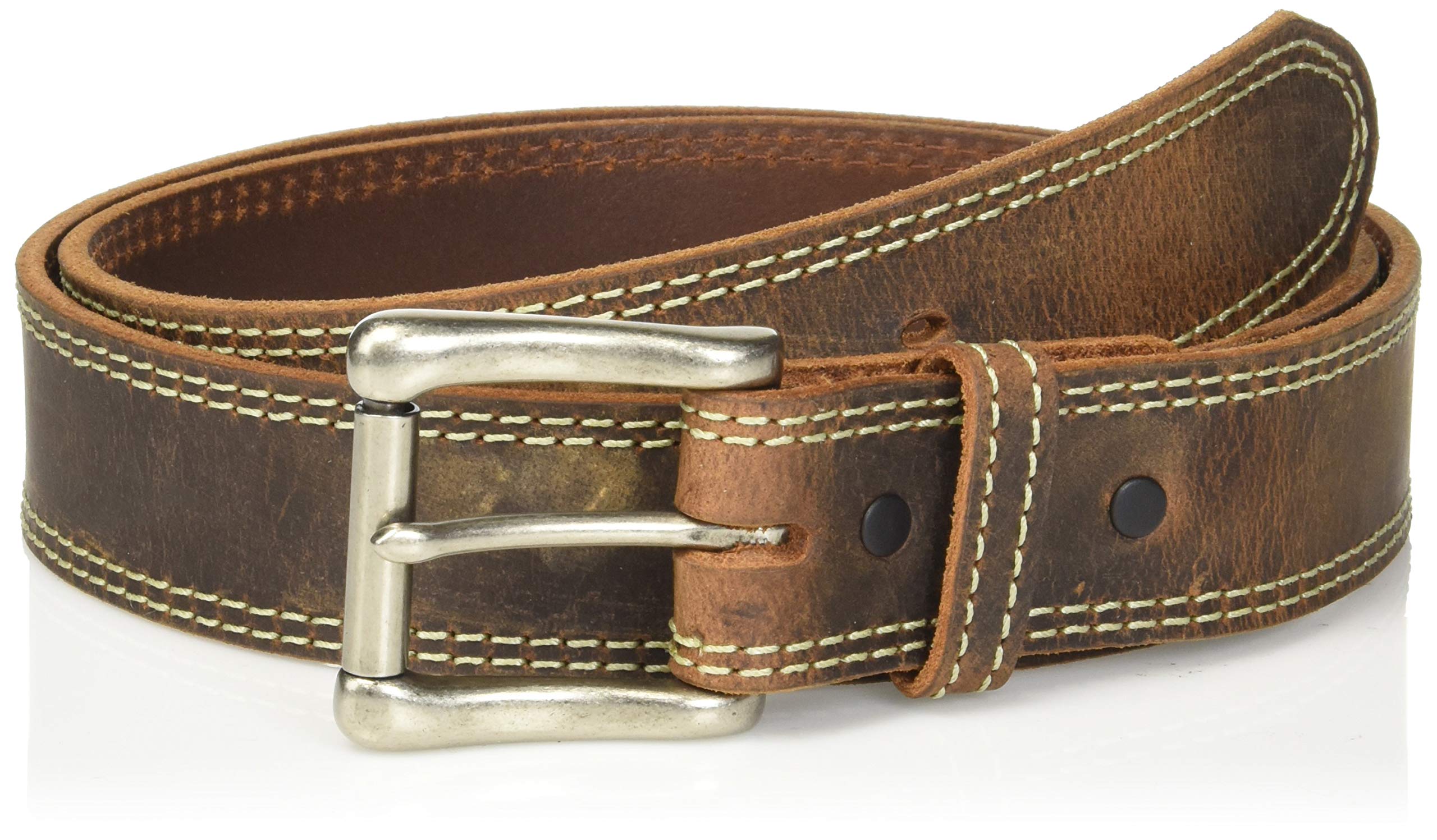 Nocona Austin USA Double Stitch Work Belt for Men - Genuine Leather Western Belt with Heavy Duty Buckle - Perfect for Ranch Work, Outdoor Activities & Cowboy Style Fashion