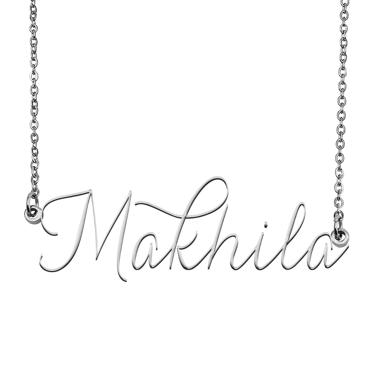Custom Personalized Name Plate Necklace - Makhila Name Jewelry for Women, Birthday Gift, Engraved Gold/Silver Pendant | Perfect for Anniversaries, Valentine's Day & Special Occasions