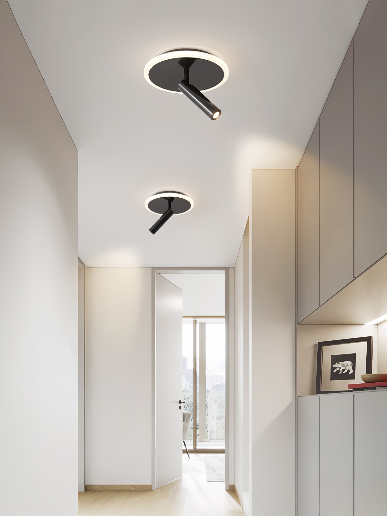 Modern Circle Spotlight Ceiling Lamp - Adjustable LED Recessed Lighting Fixture for Living Room, Bedroom & Kitchen | Dimmable Ambient & Task Lighting for Home Decor